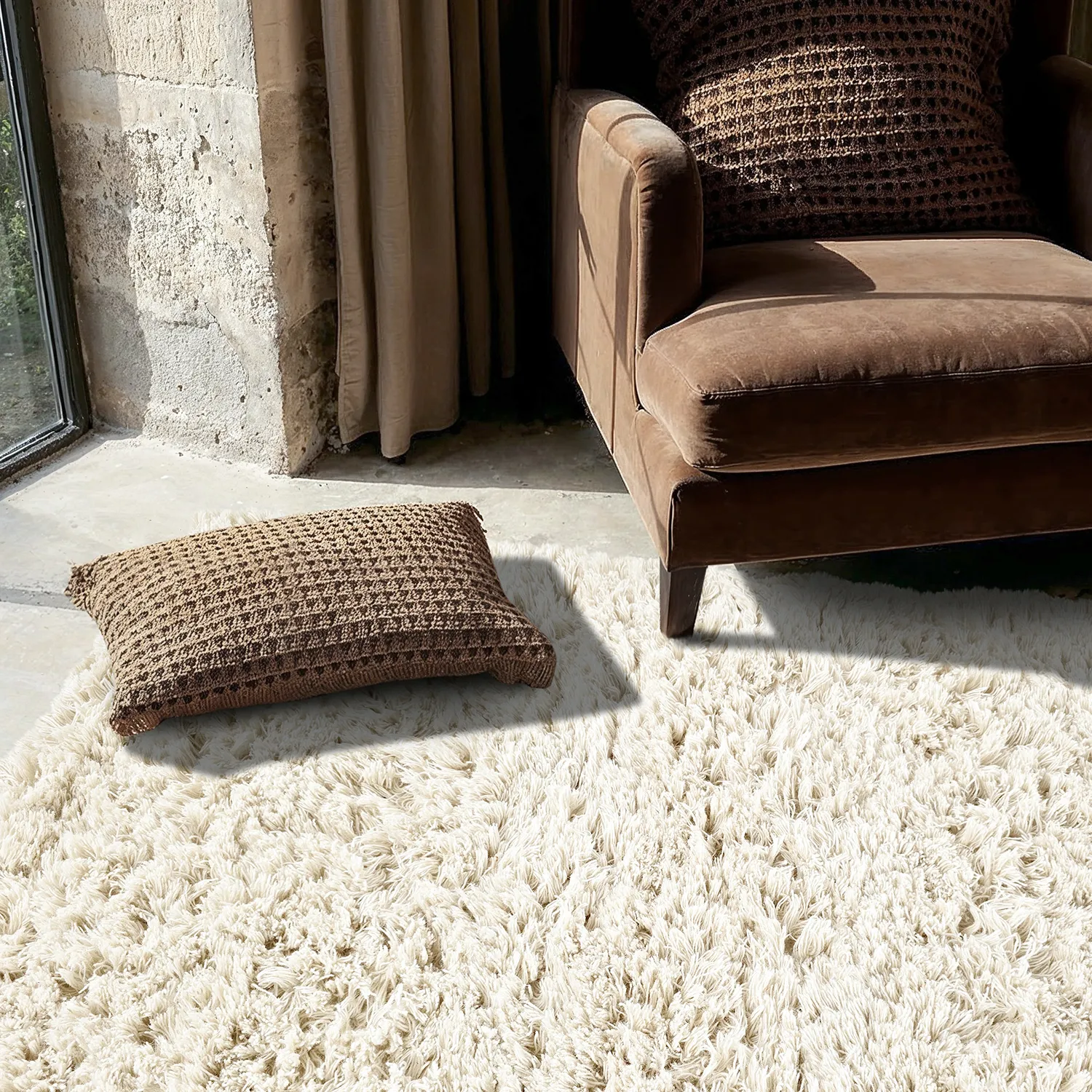 Shaggy koberce - Fassale Hand Woven Wool Shaggy (bílý)