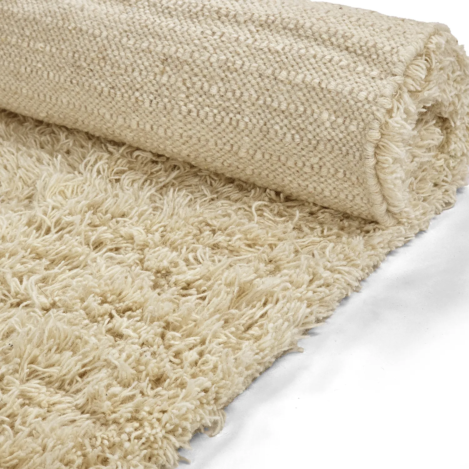 Shaggy koberce - Melilla Hand Woven Wool Shaggy (příroda)