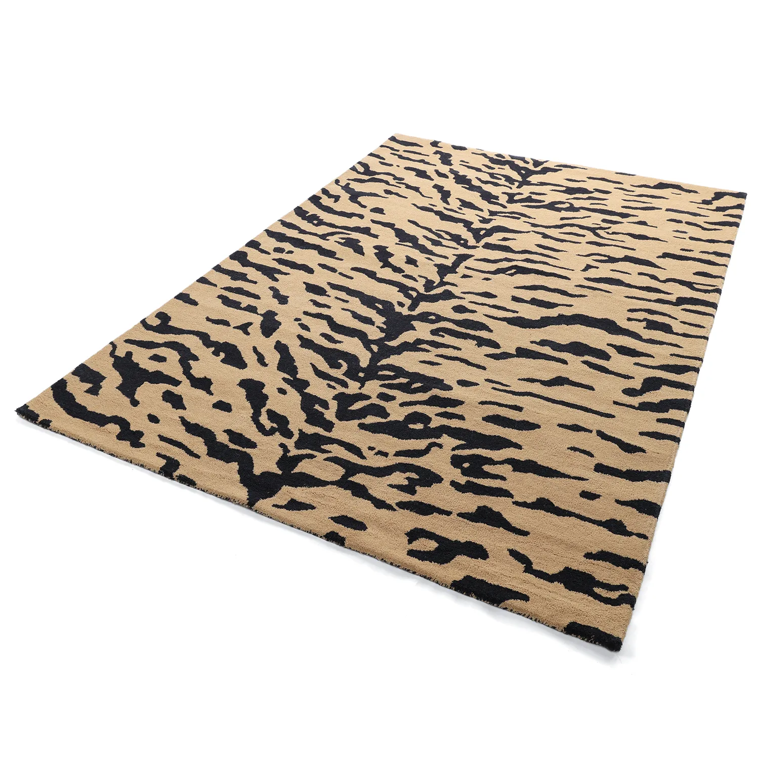 Shaggy koberce - Zebra Tufted Wool Premium (béžová/černá)