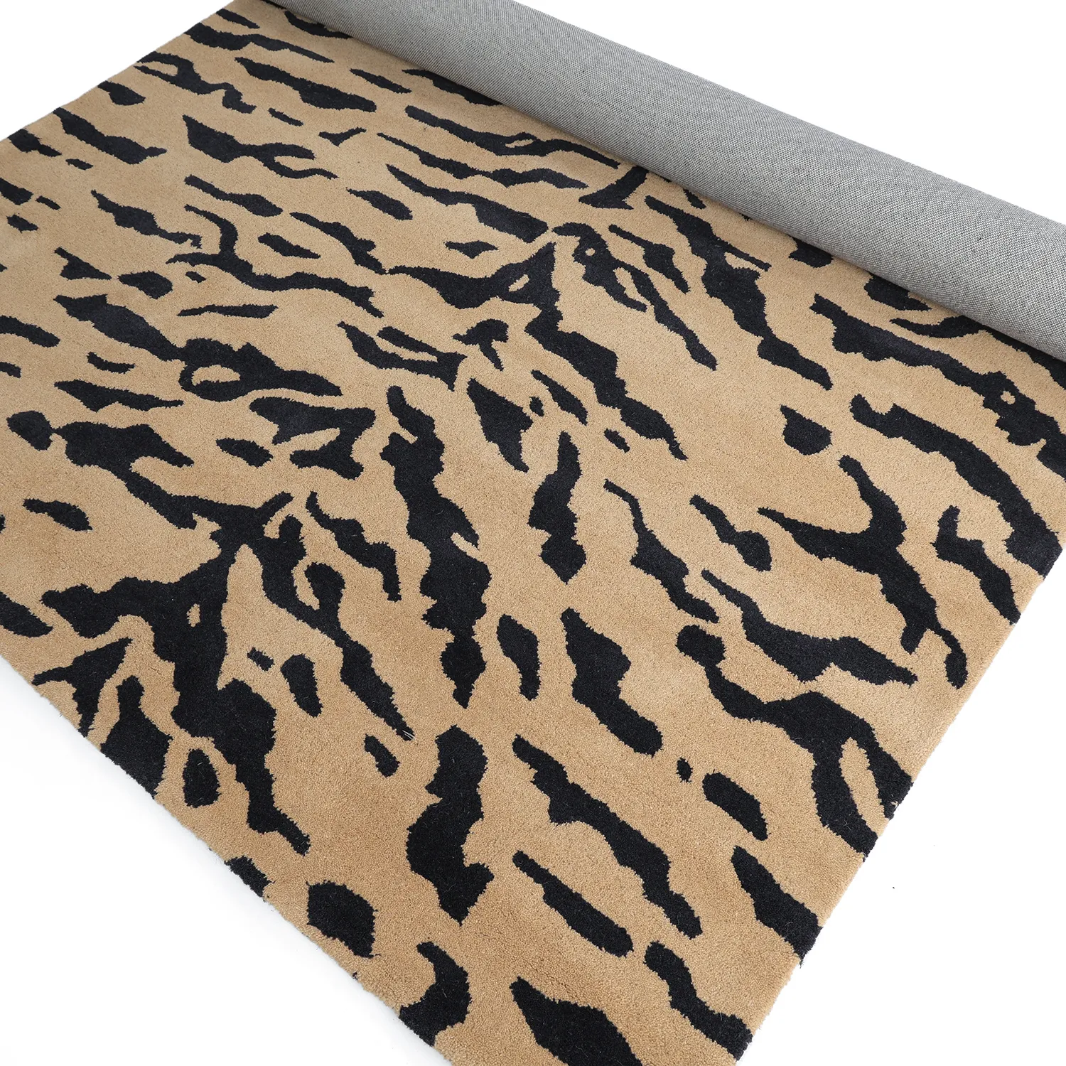 Shaggy koberce - Zebra Tufted Wool Premium (béžová/černá)