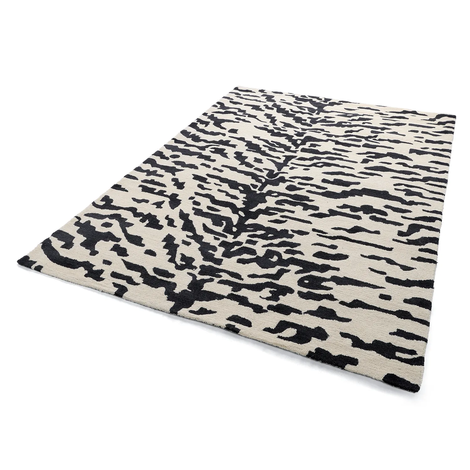 Shaggy koberce - Zebra Tufted Wool Premium (bílá/černá)