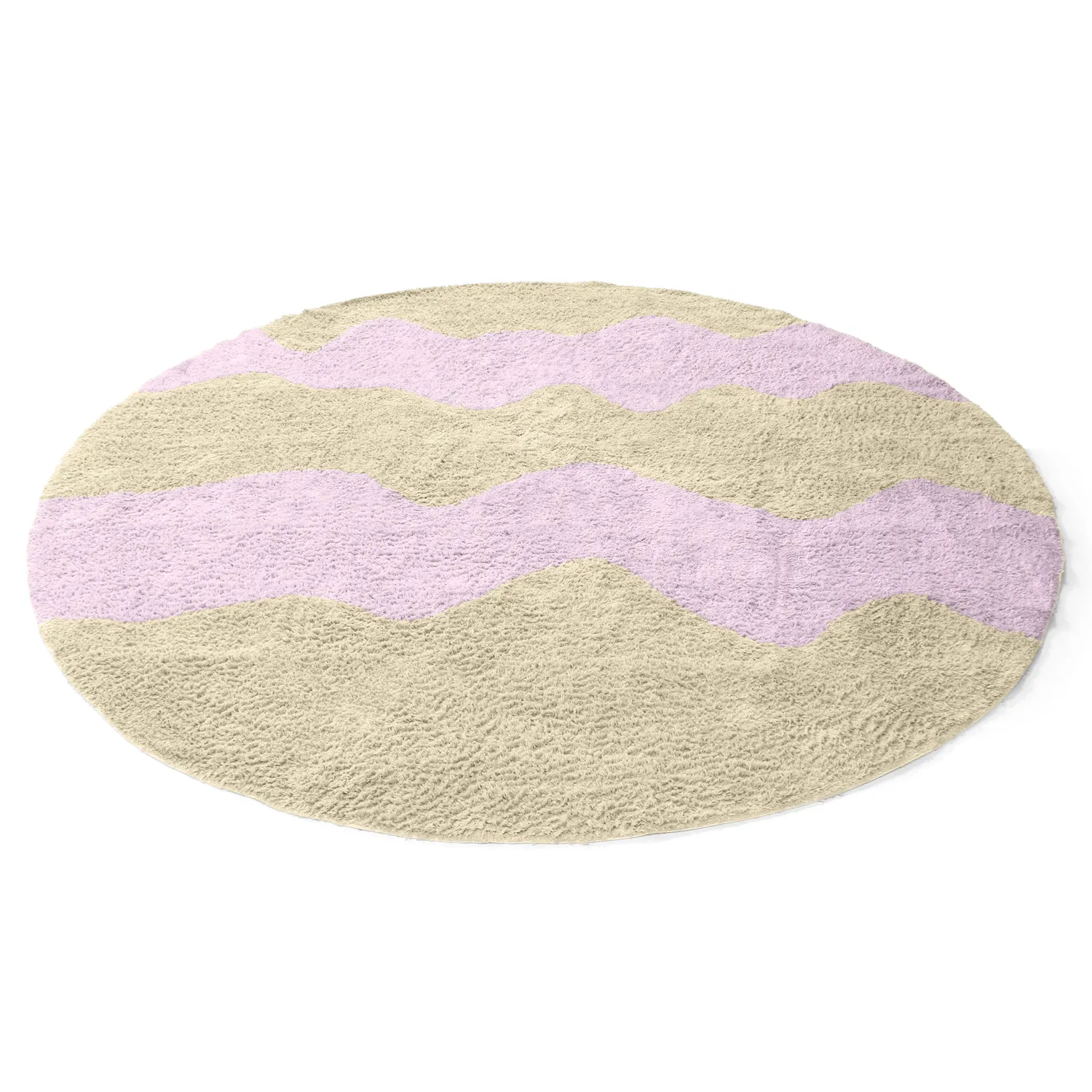 Kulatý koberec - Amira Natural Cotton Shaggy (béžová/fialová)