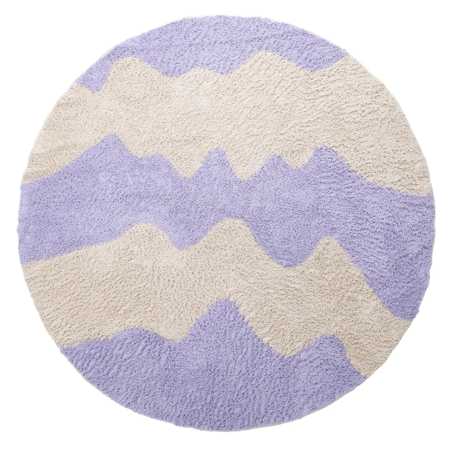 Kulatý koberec - Amira Natural Cotton Shaggy (fialová/béžová)