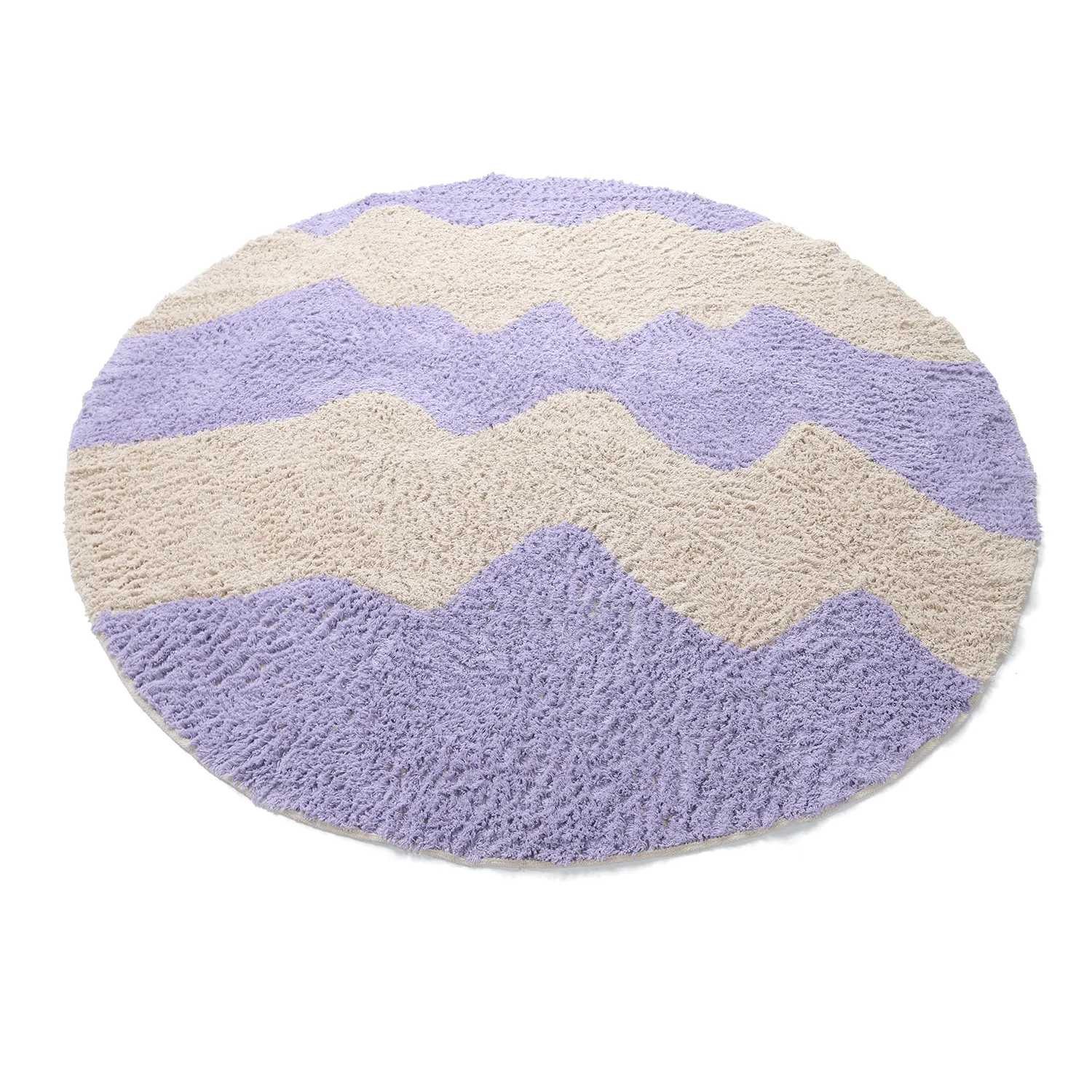 Kulatý koberec - Amira Natural Cotton Shaggy (fialová/béžová)