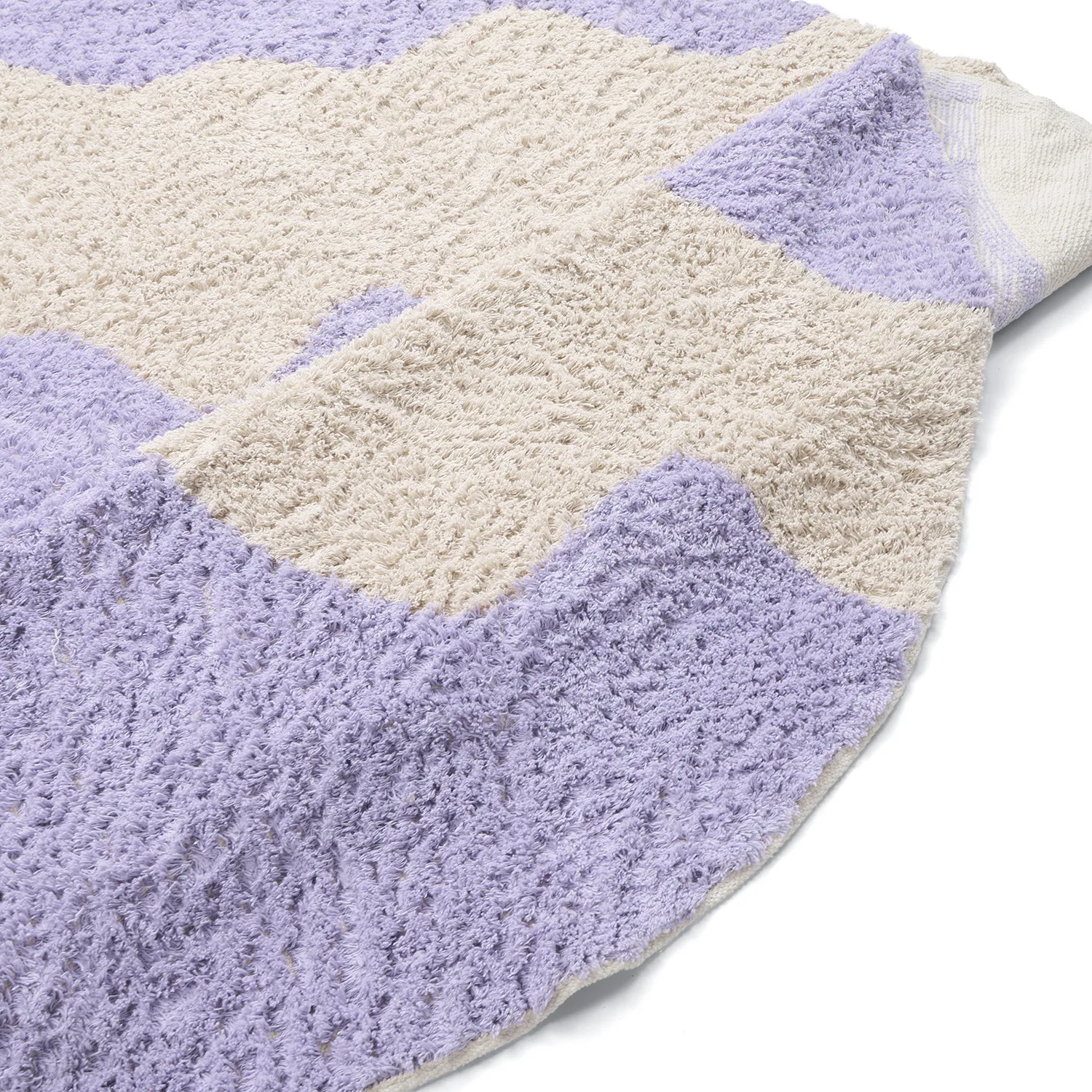 Kulatý koberec - Amira Natural Cotton Shaggy (fialová/béžová)