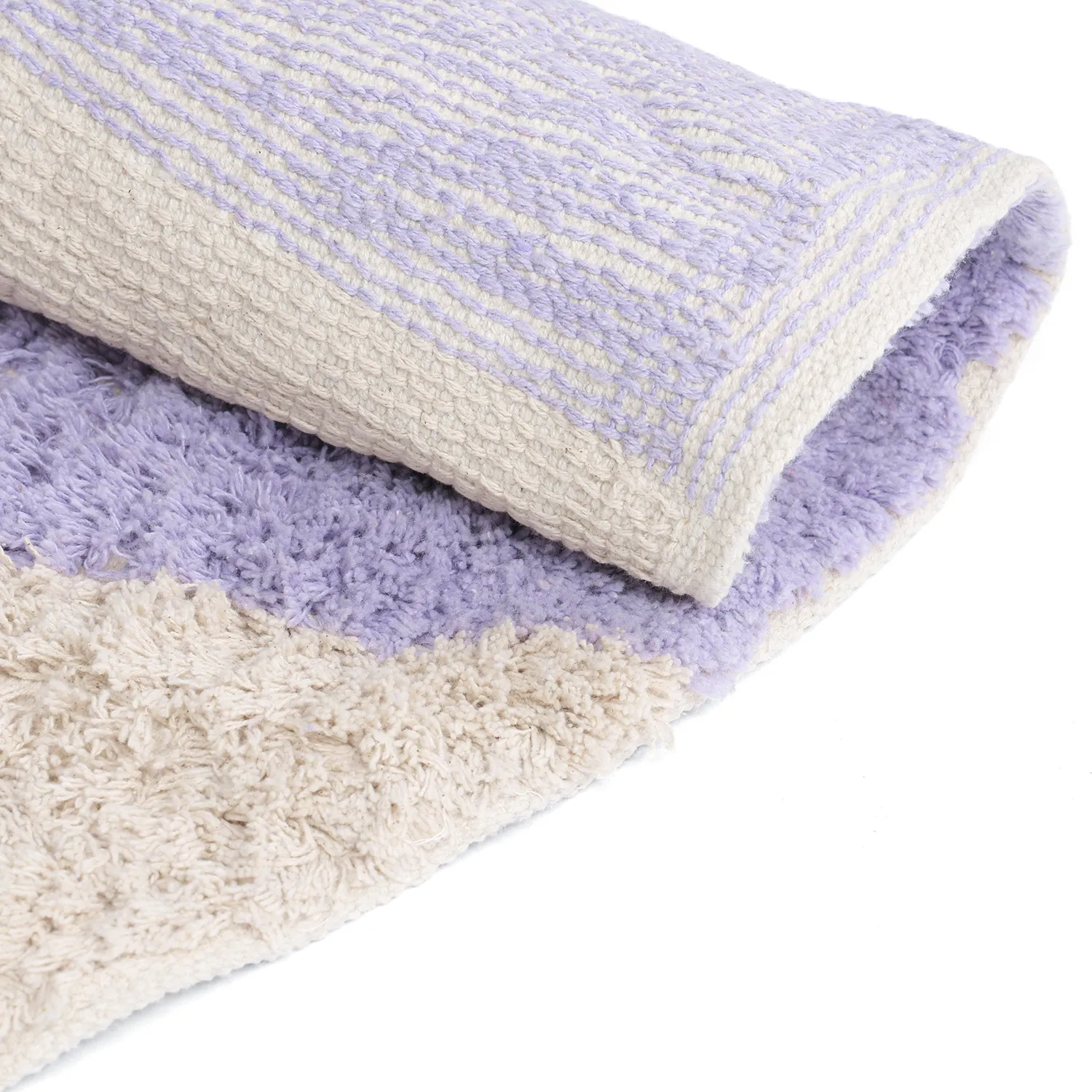 Kulatý koberec - Amira Natural Cotton Shaggy (fialová/béžová)