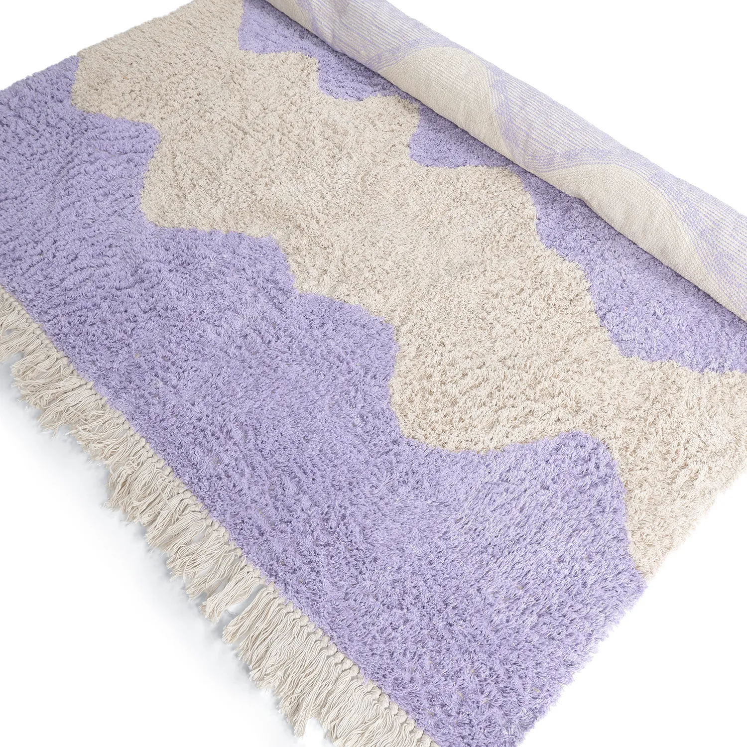 Shaggy koberce - Amira Natural Cotton Shaggy (fialová/béžová)