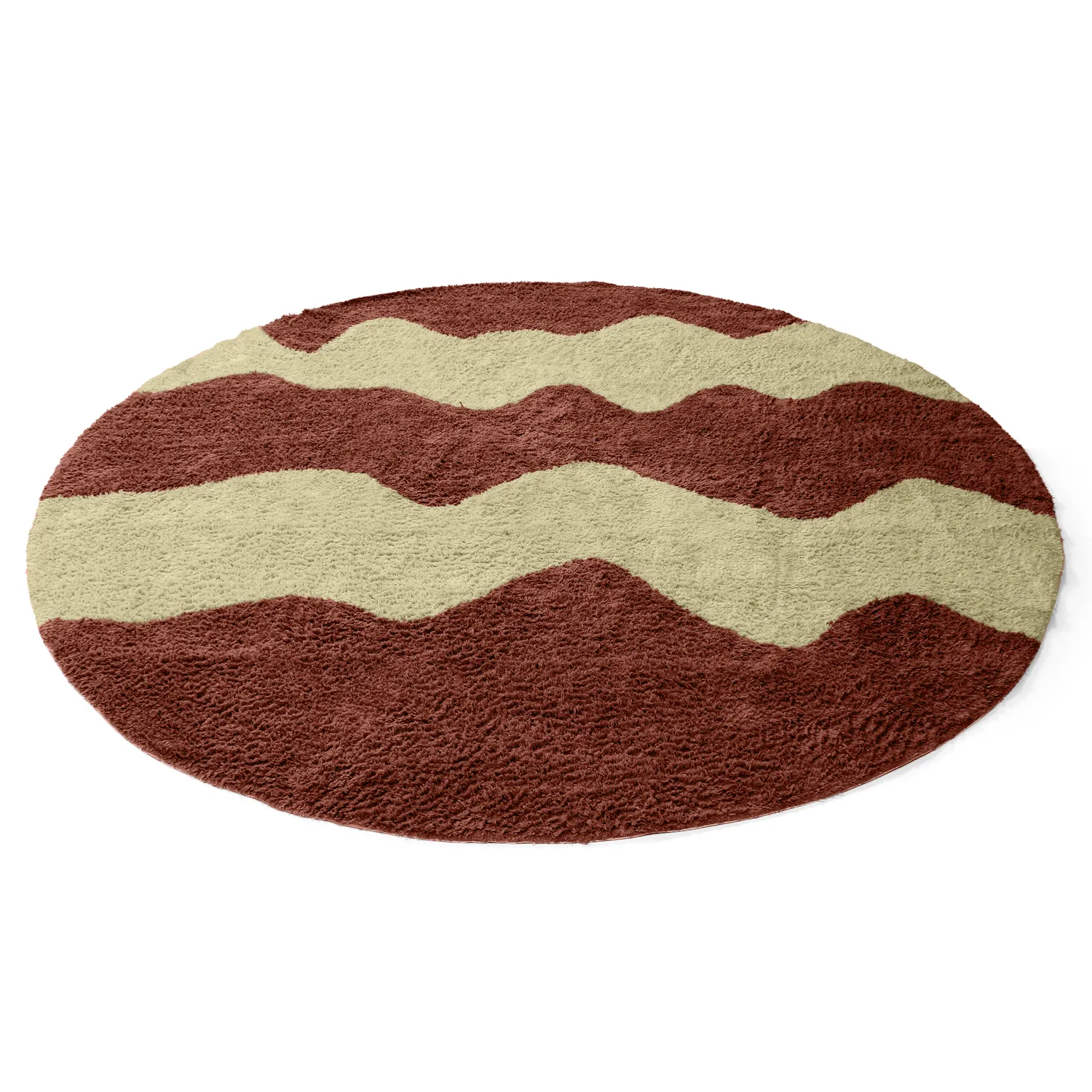 Kulatý koberec - Amira Natural Cotton Shaggy (červená/béžová)