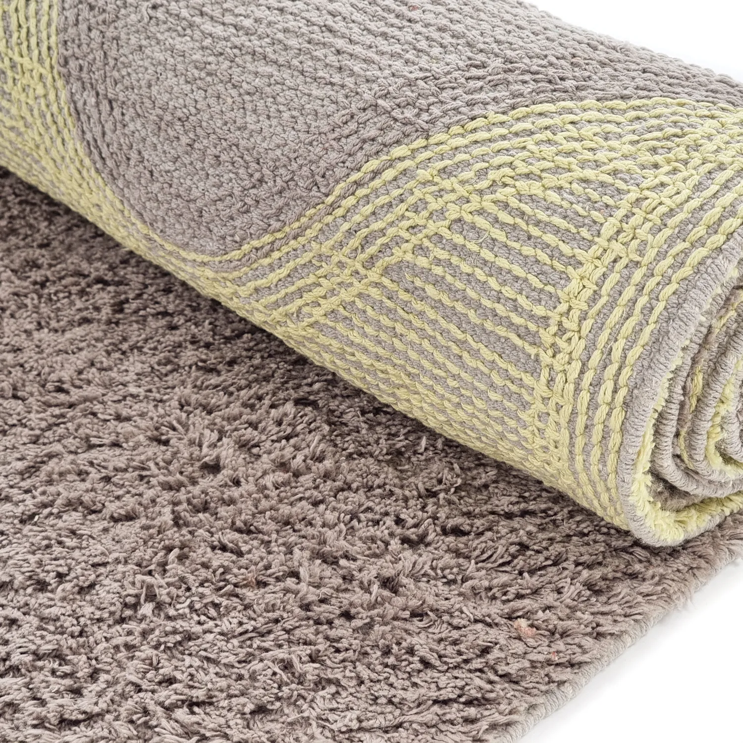 Shaggy koberce - Amira Natural Cotton Shaggy (taupe/žlutá)