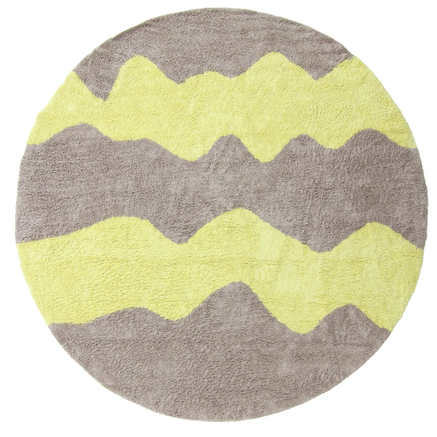 Kulatý koberec - Amira Natural Cotton Shaggy (taupe/žlutá)
