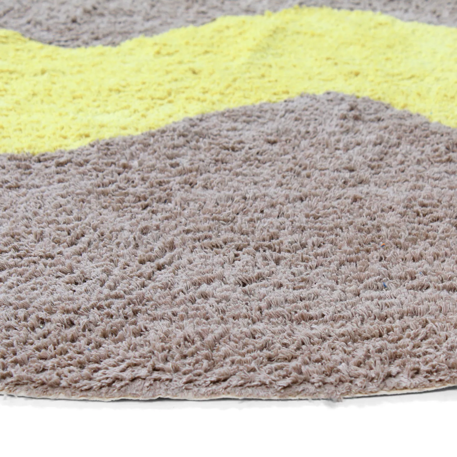 Kulatý koberec - Amira Natural Cotton Shaggy (taupe/žlutá)