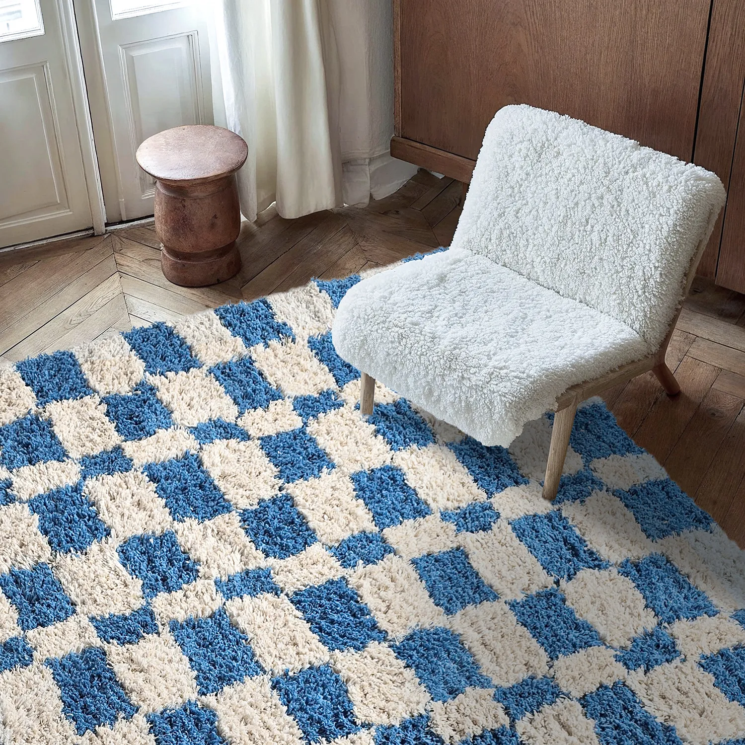 Shaggy koberce - Atrani Natural Cotton Shaggy (modrý)