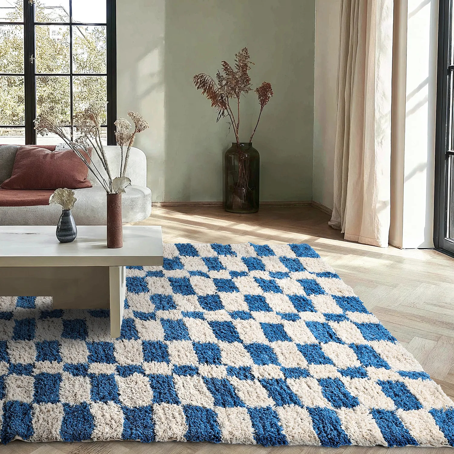 Shaggy koberce - Atrani Natural Cotton Shaggy (modrý)