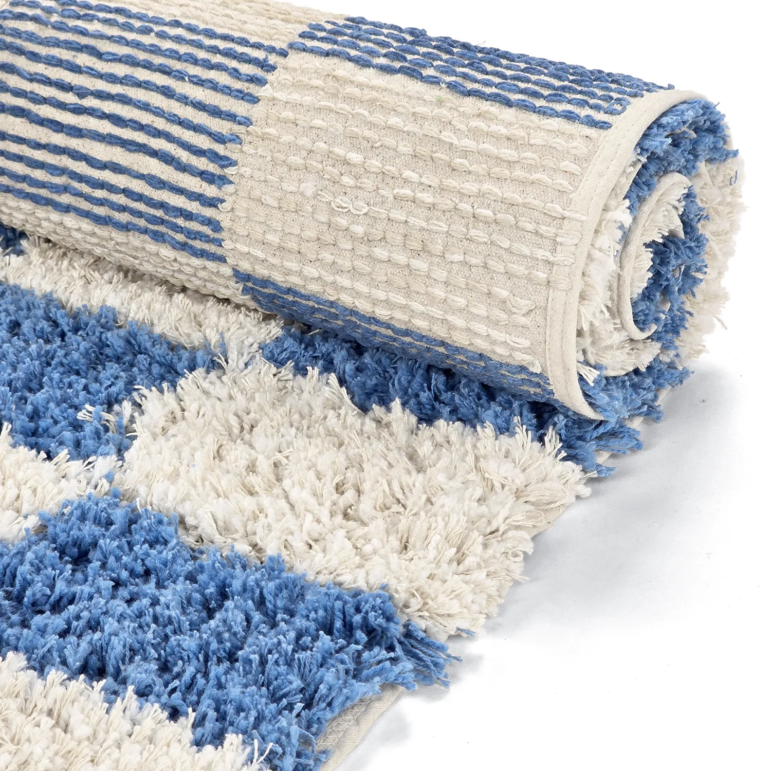 Shaggy koberce - Atrani Natural Cotton Shaggy (modrý)