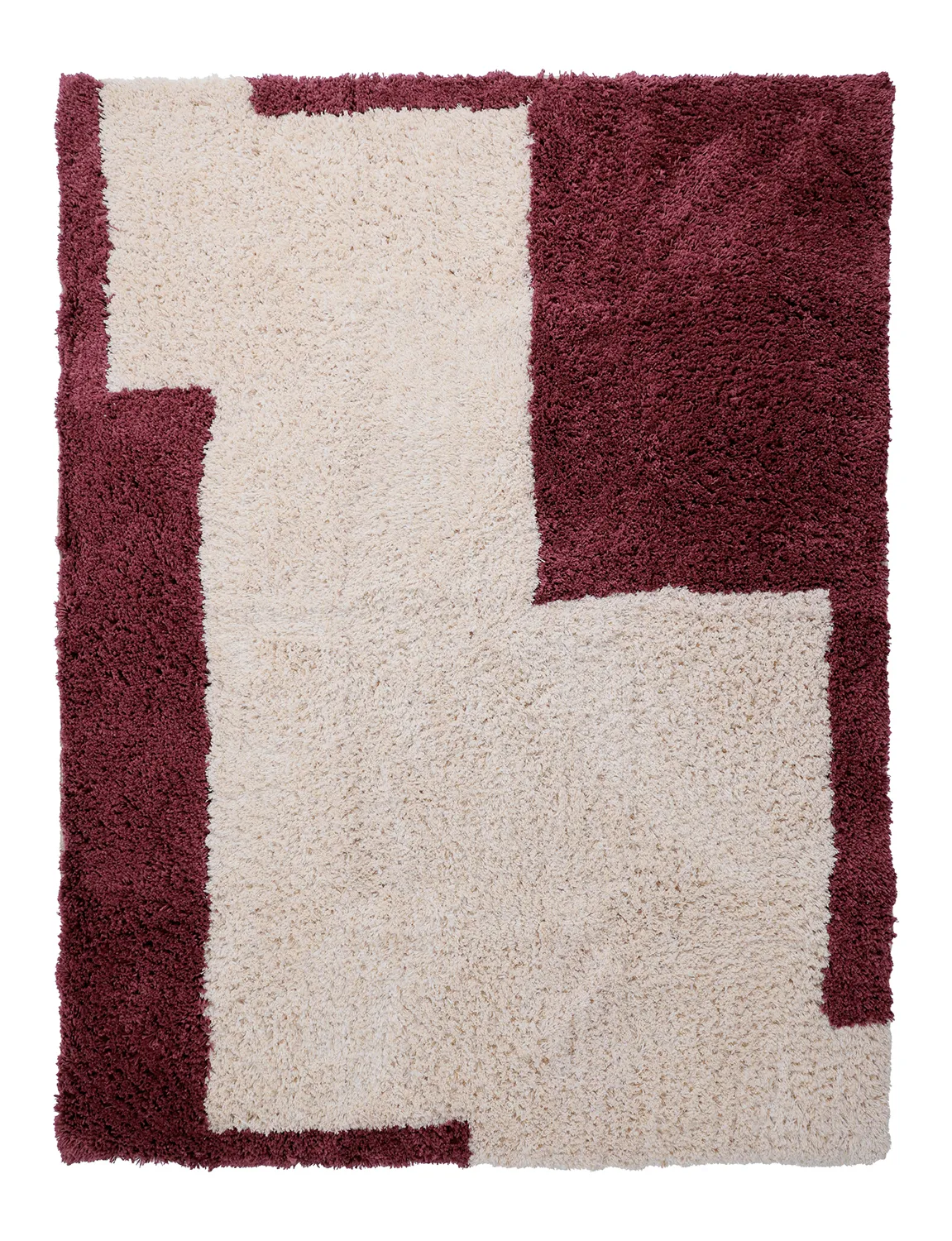 Shaggy koberce - Begur Natural Cotton Shaggy (lomená bílá/vínová)