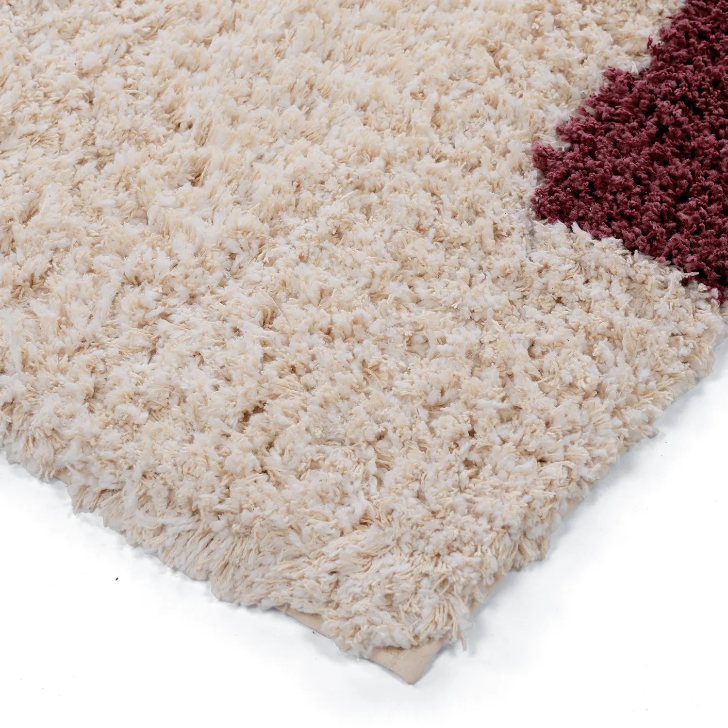 Shaggy koberce - Begur Natural Cotton Shaggy (lomená bílá/vínová)