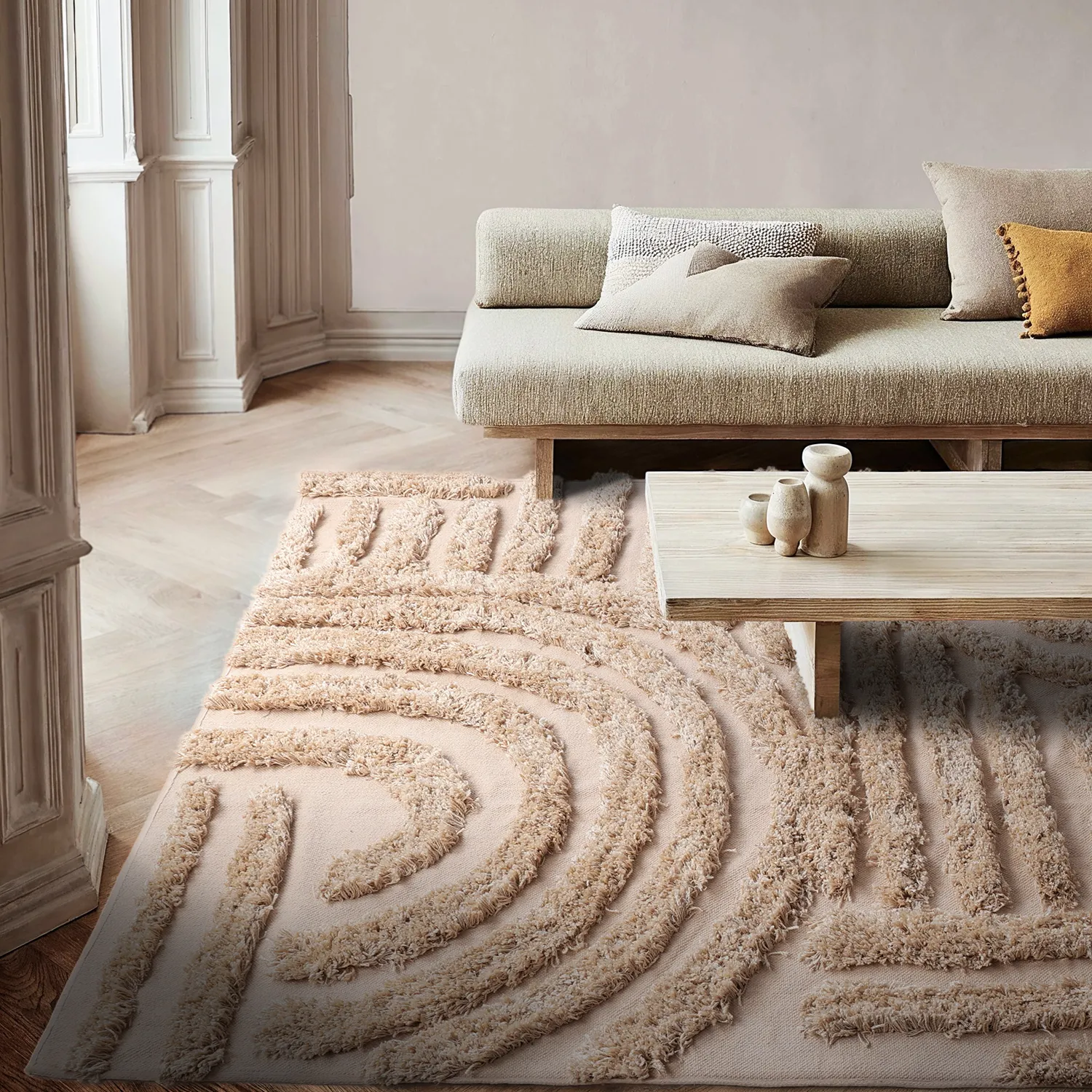 Shaggy koberce - Cazorla Natural Cotton Shaggy (béžový)