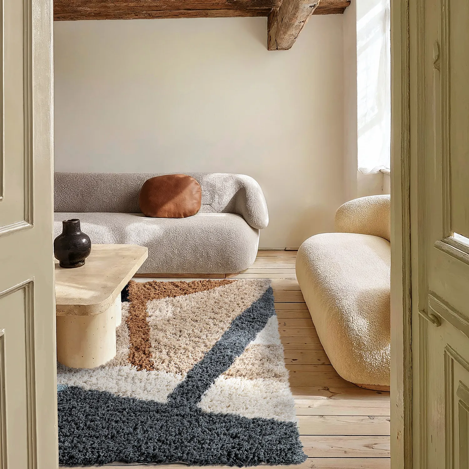 Shaggy koberce - Cefalu Natural Cotton Shaggy (vícenásobná)