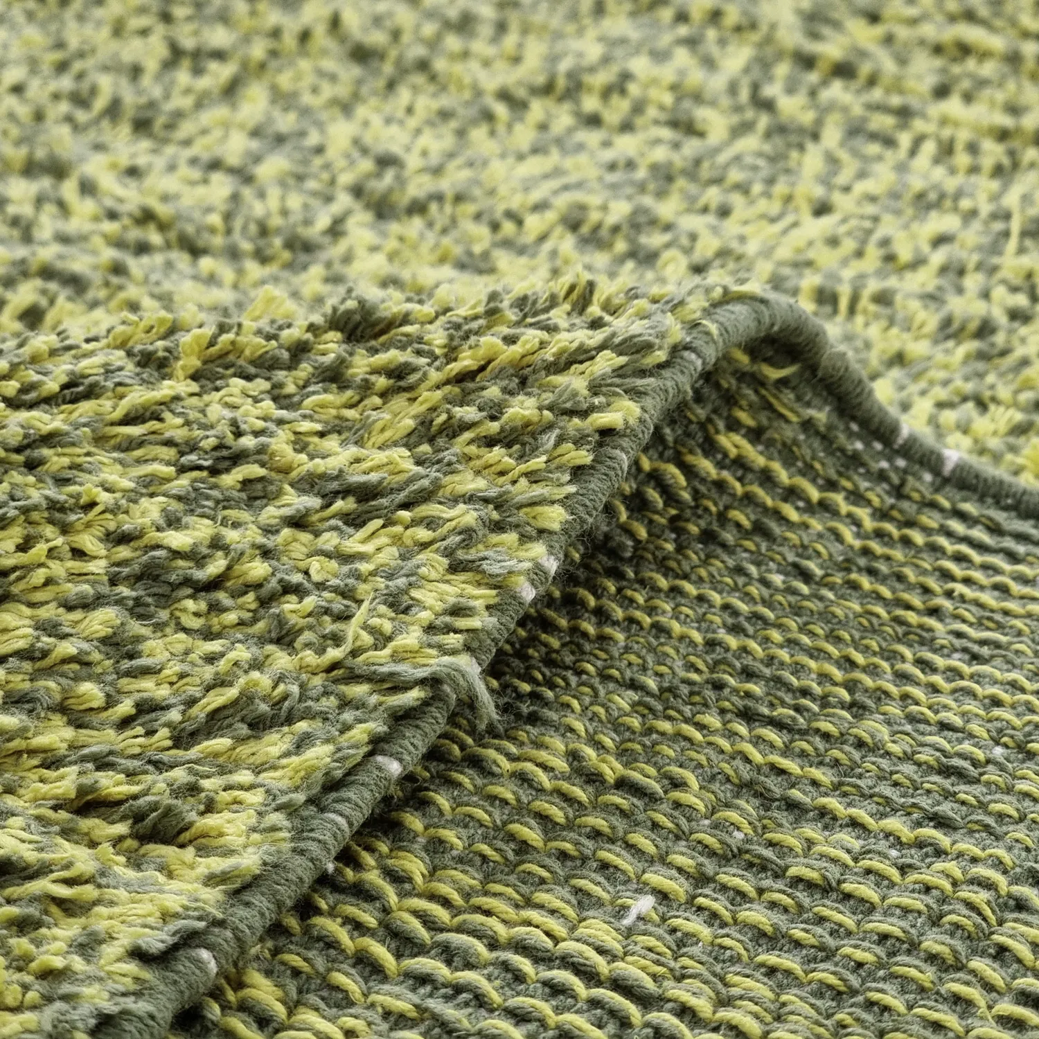 Shaggy koberce - Celina Natural Cotton Shaggy (zelená/žlutá)