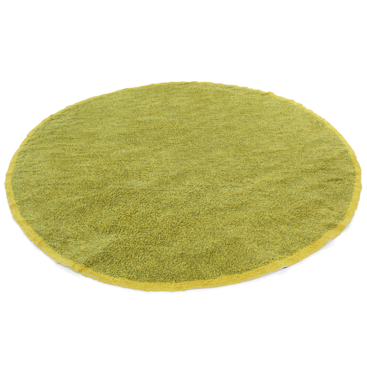 Kulatý koberec - Celina Natural Cotton Shaggy (zelená/žlutá)