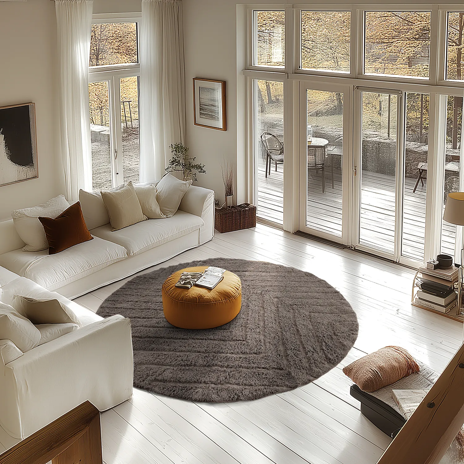 Kulatý koberec - Conara Natural Cotton Shaggy (taupe)