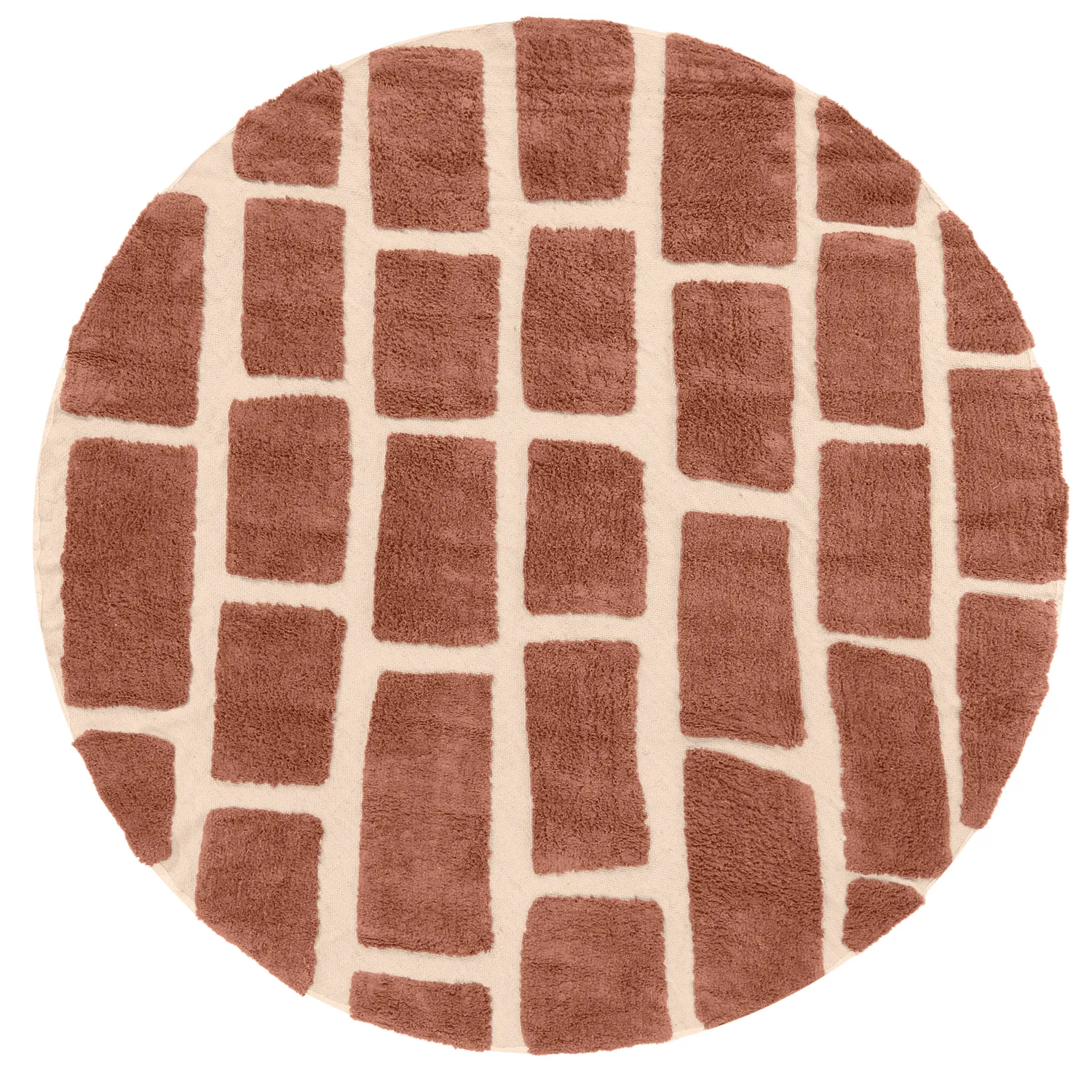 Kulatý koberec - Cyrus Natural Cotton Shaggy (hnědý)