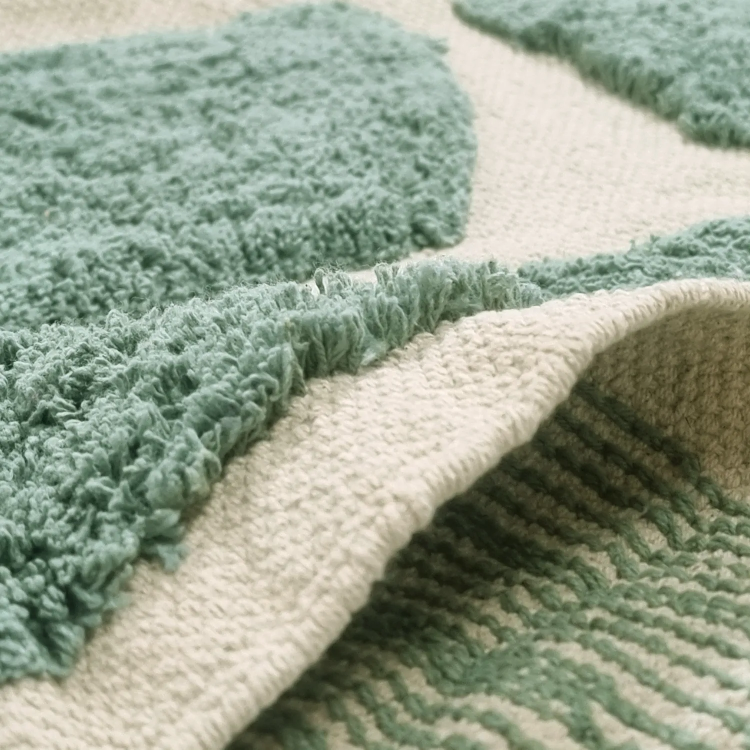 Shaggy koberce - Cyrus Natural Cotton Shaggy (zelená)