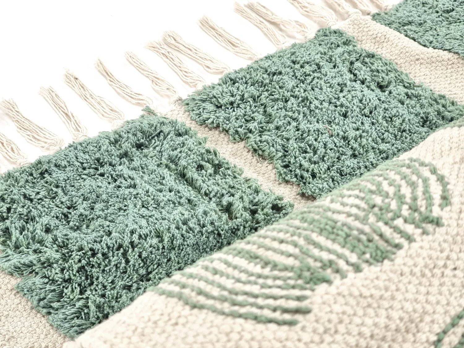 Shaggy koberce - Cyrus Natural Cotton Shaggy (zelená)