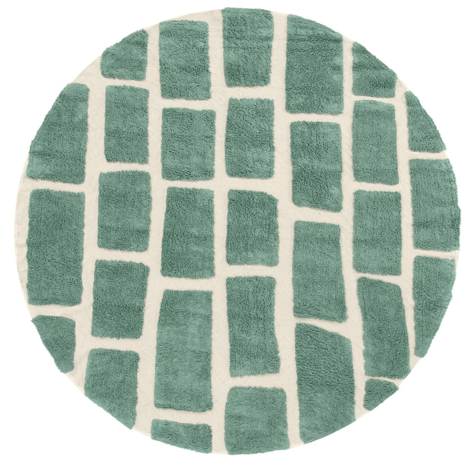 Kulatý koberec - Cyrus Natural Cotton Shaggy (zelená)
