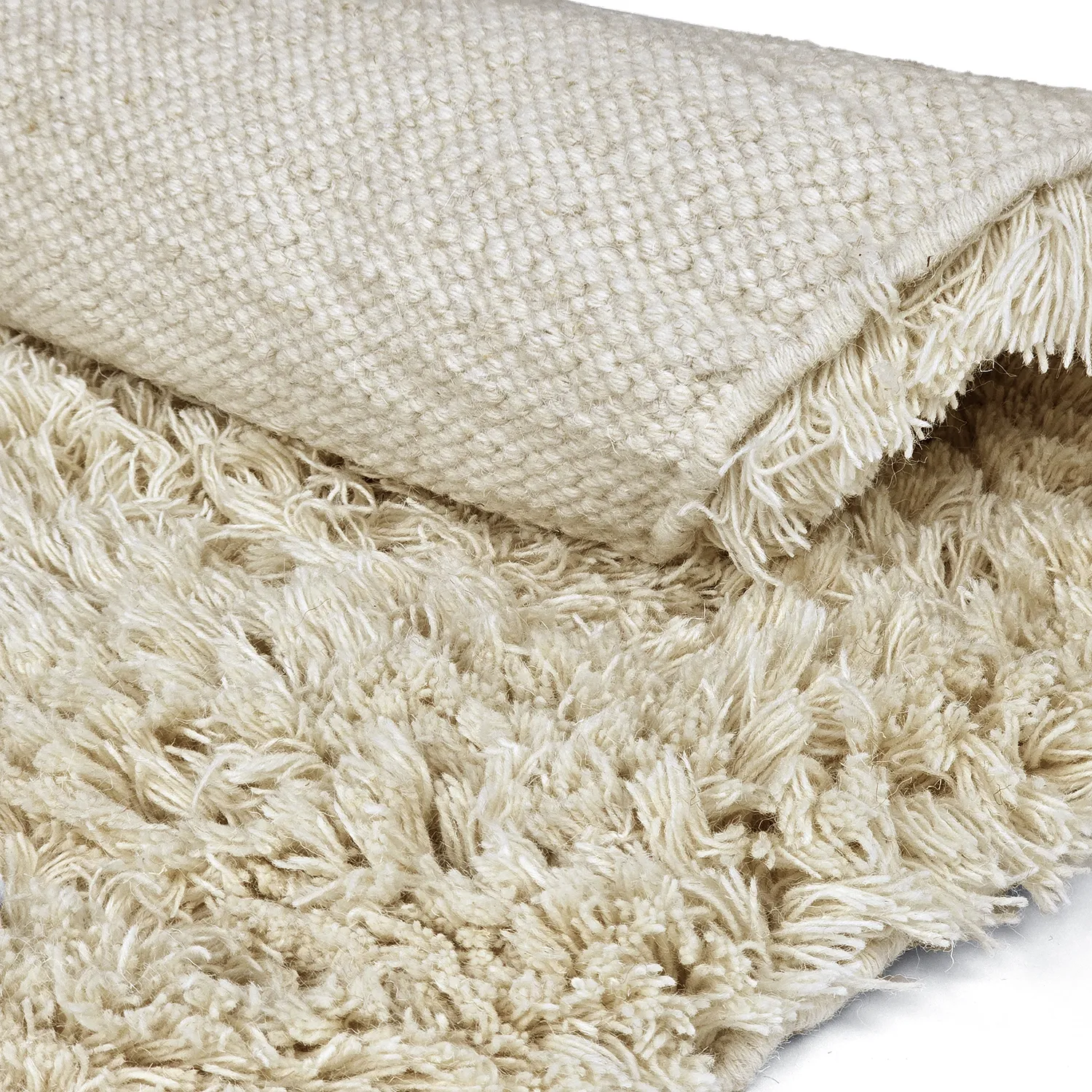Kulatý koberec - Fassale Hand Woven Wool Shaggy (krém)