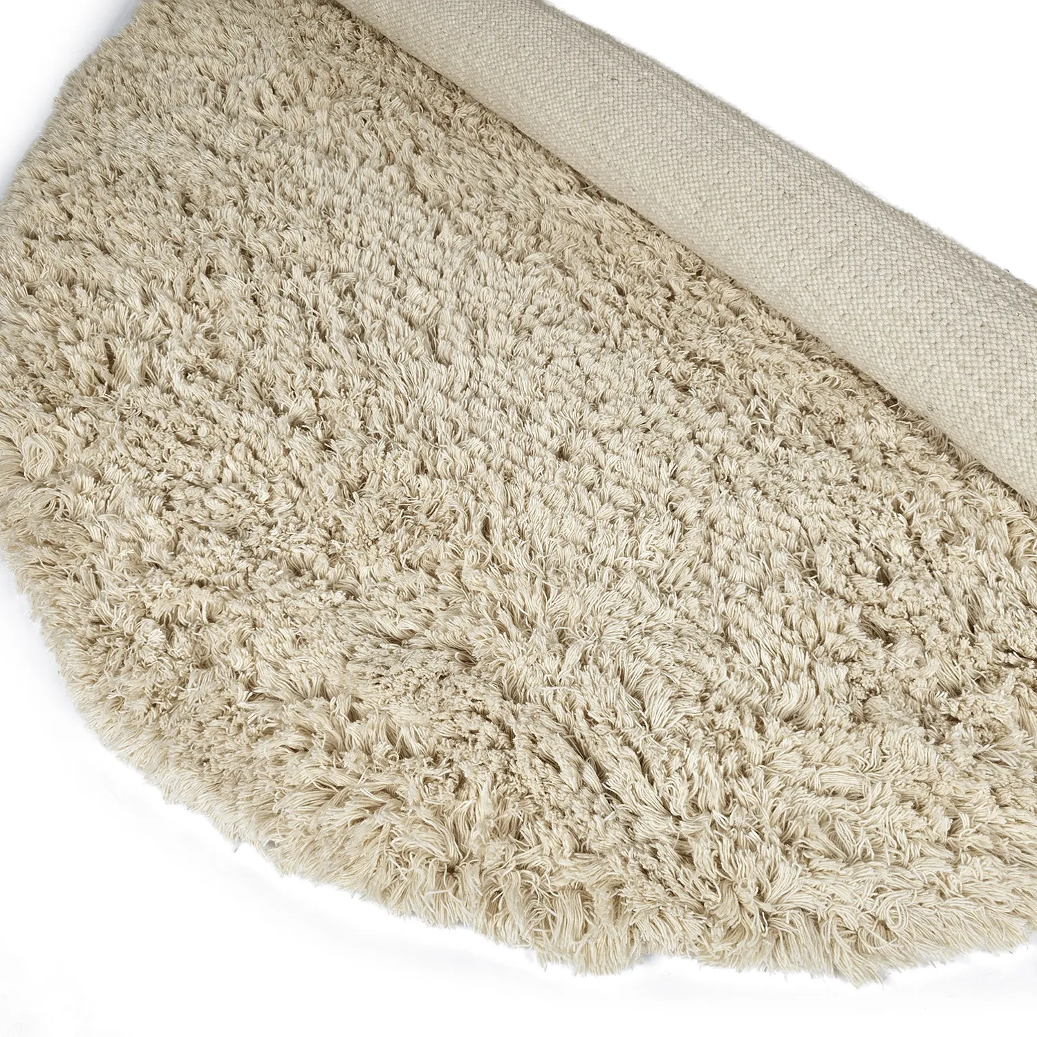 Kulatý koberec - Fassale Hand Woven Wool Shaggy (krém)