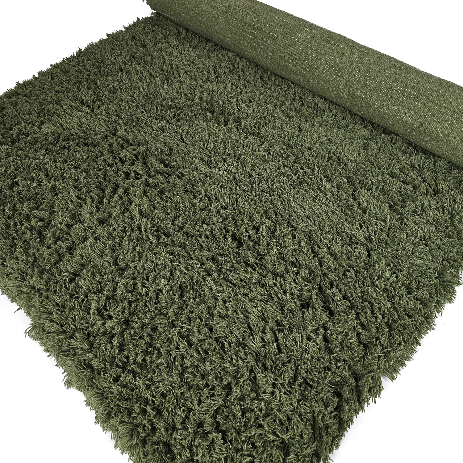 Shaggy koberce - Fassale Hand Woven Wool Shaggy (mechová zelená)