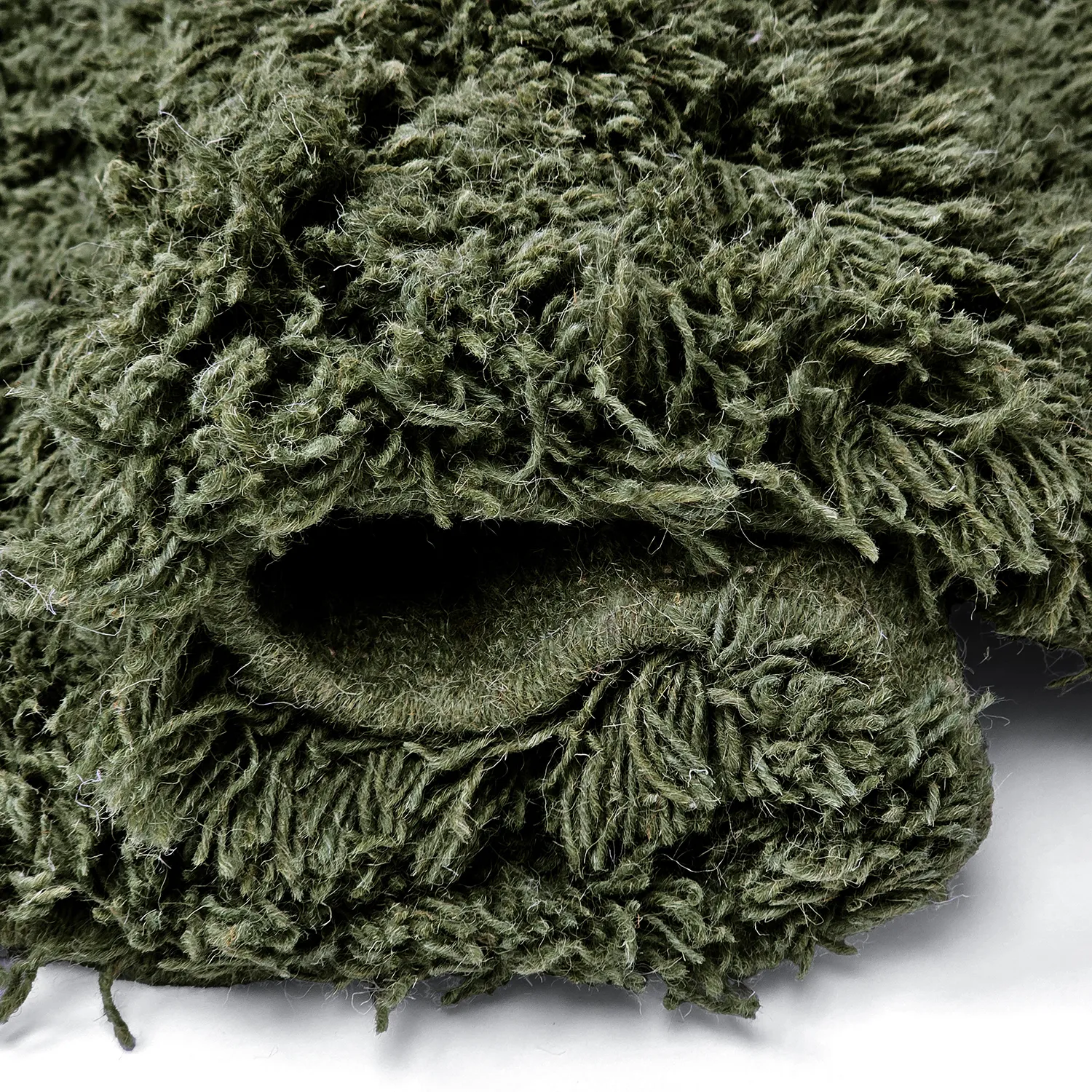 Kulatý koberec - Fassale Hand Woven Wool Shaggy (mechová zelená)