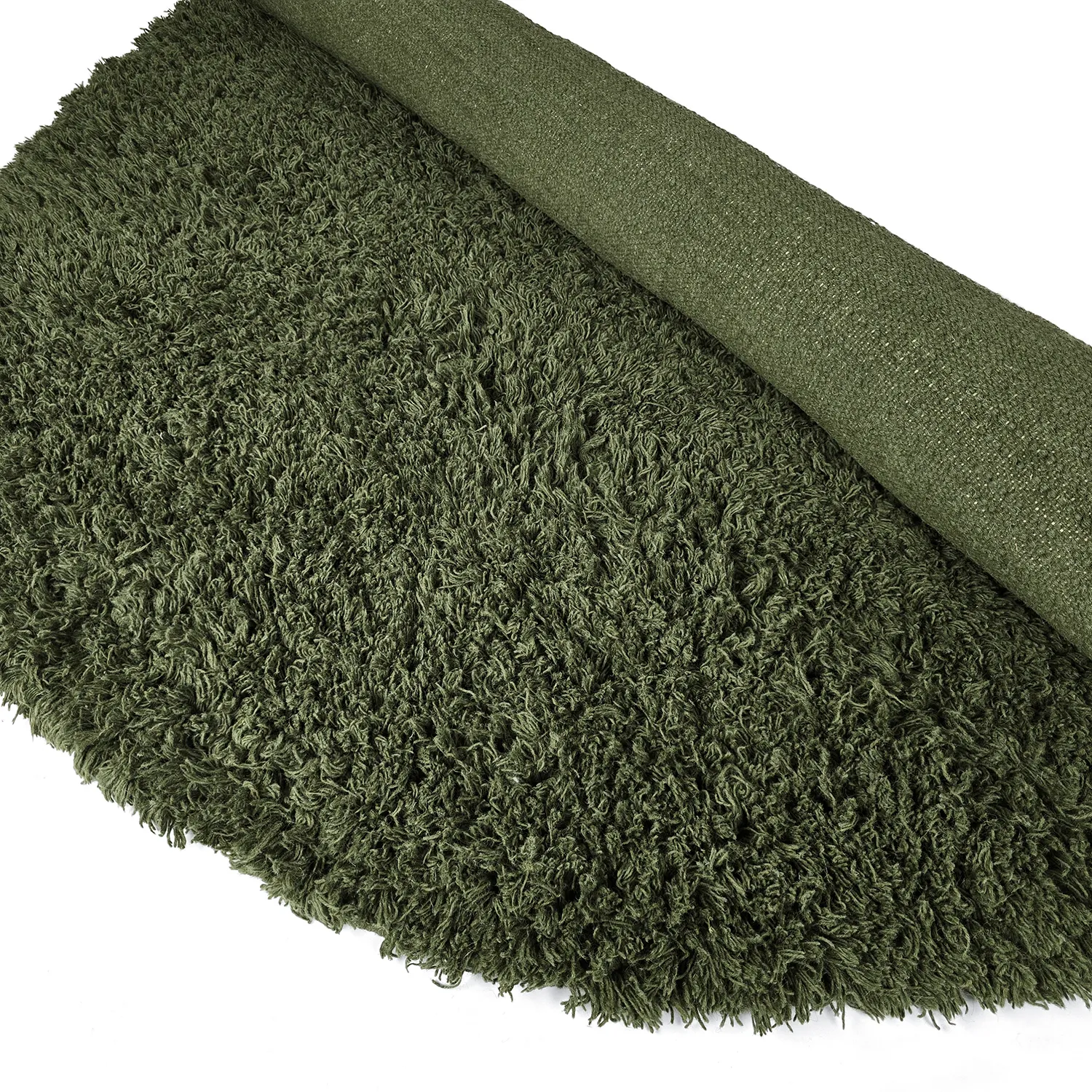 Kulatý koberec - Fassale Hand Woven Wool Shaggy (mechová zelená)