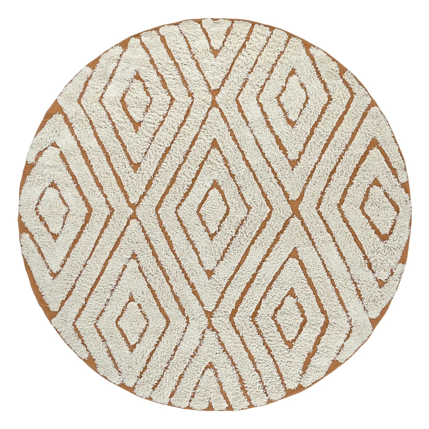 Kulatý koberec - Holwell Natural Cotton Shaggy (šedobílá/hnědá)