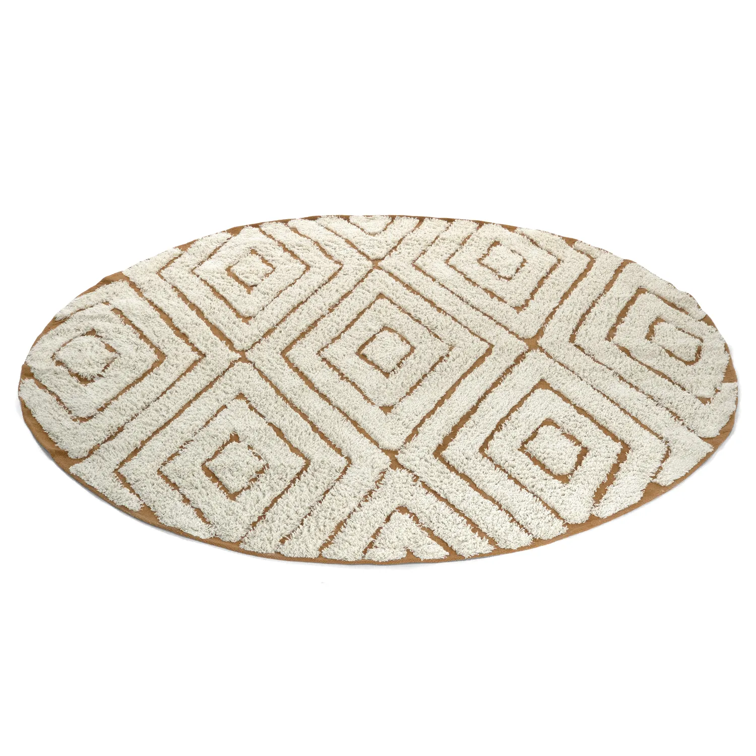 Kulatý koberec - Holwell Natural Cotton Shaggy (šedobílá/hnědá)