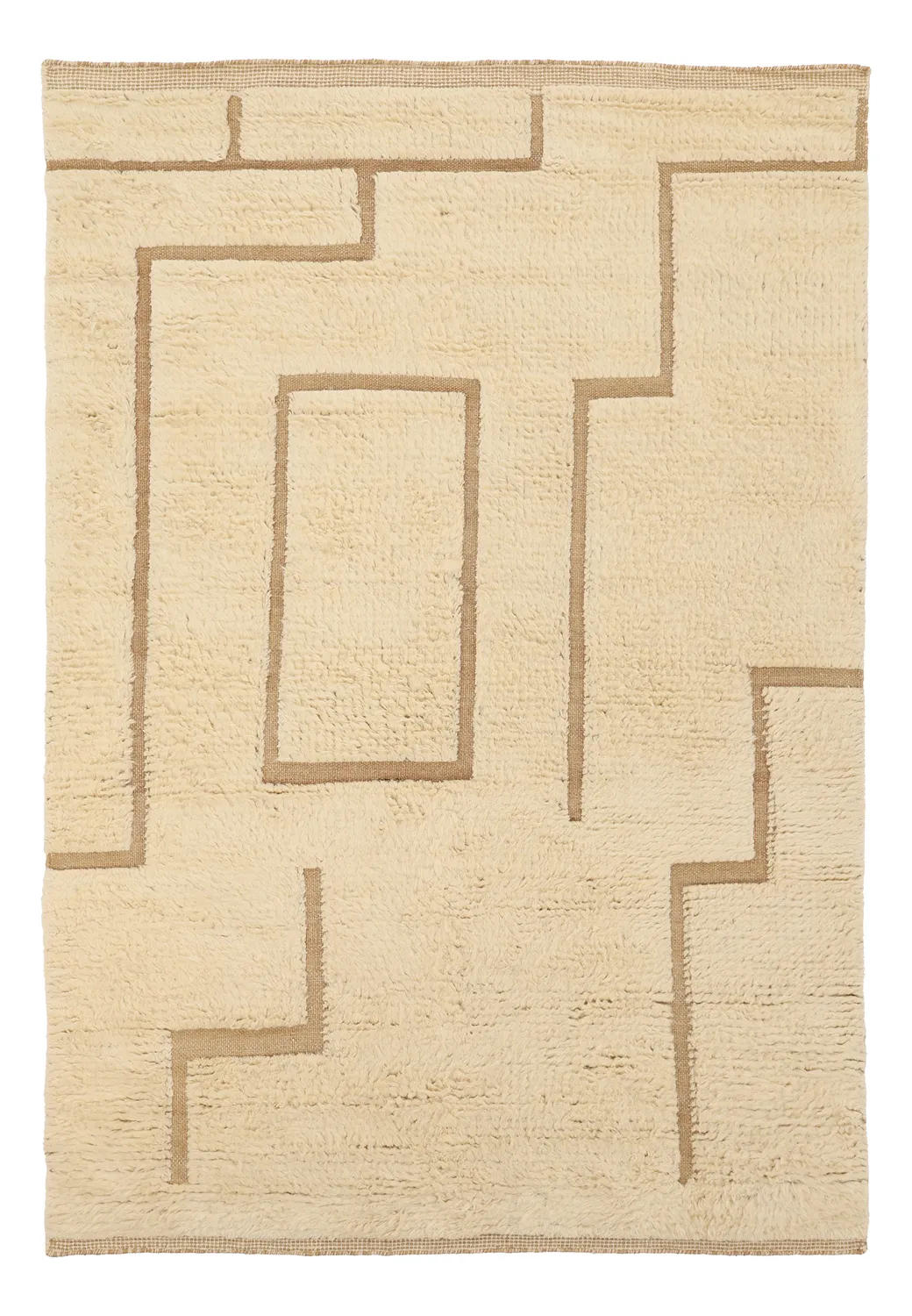 Shaggy koberce - Kiberg Hand Woven Wool Shaggy (krém)