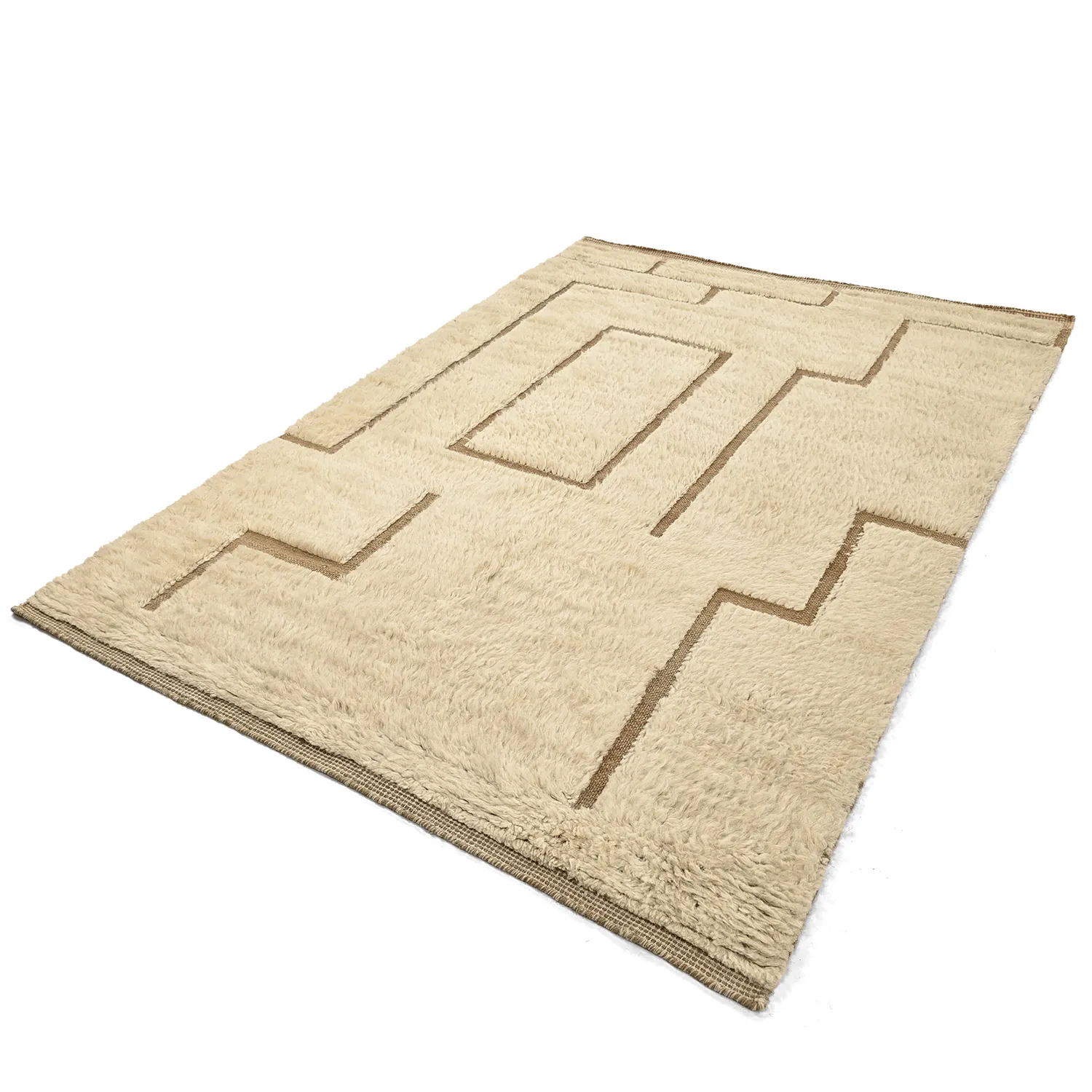 Shaggy koberce - Kiberg Hand Woven Wool Shaggy (krém)