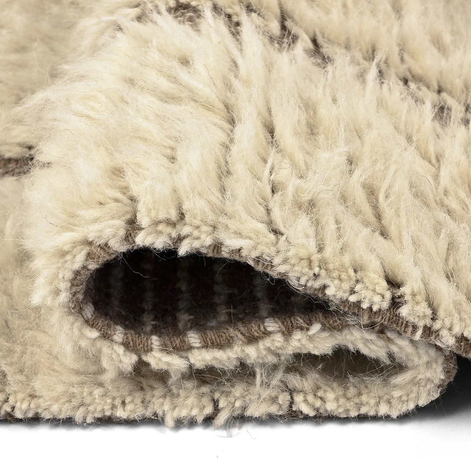 Shaggy koberce - Kiberg Hand Woven Wool Shaggy (krém)