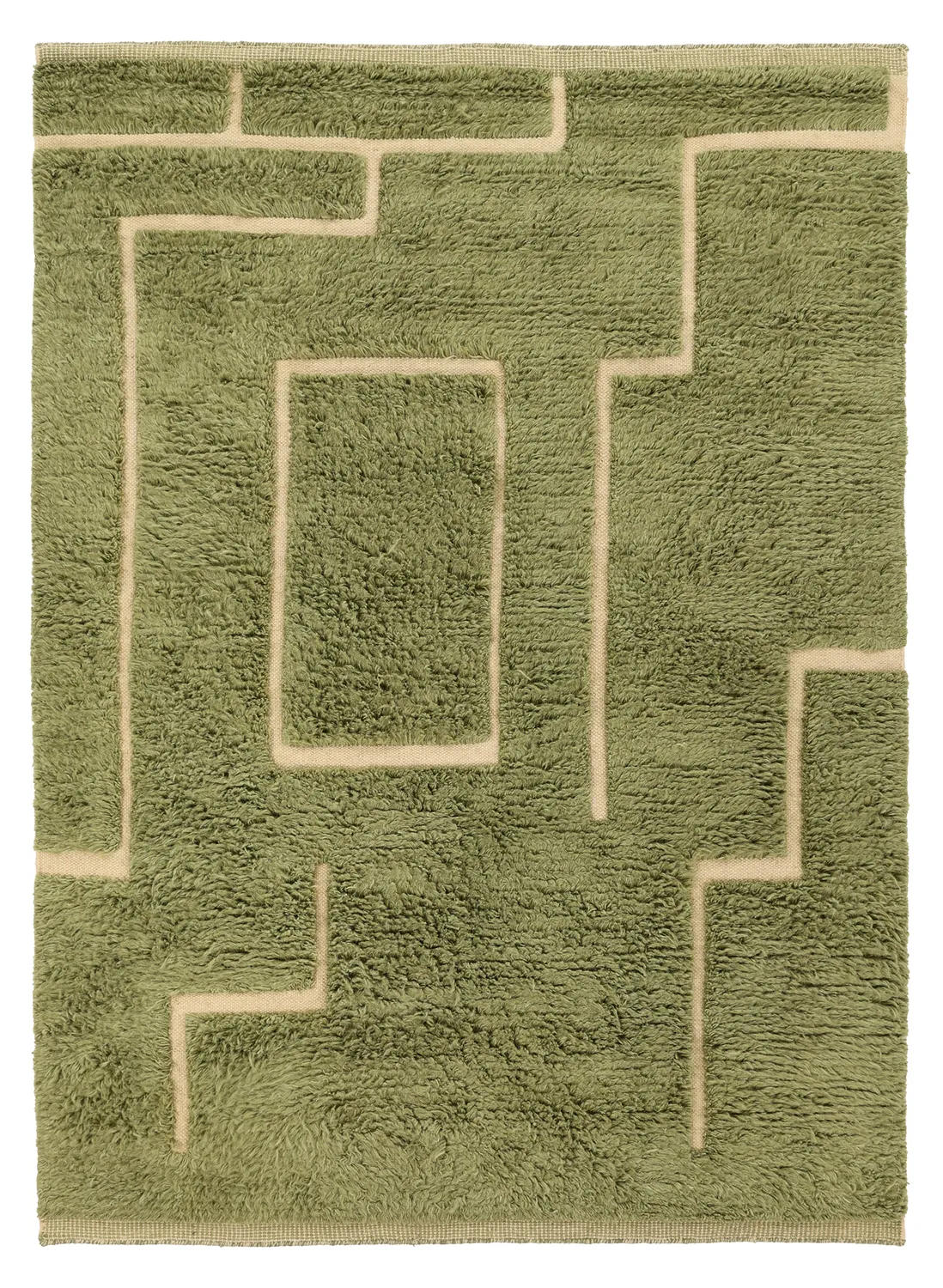 Shaggy koberce - Kiberg Hand Woven Wool Shaggy (zelený)