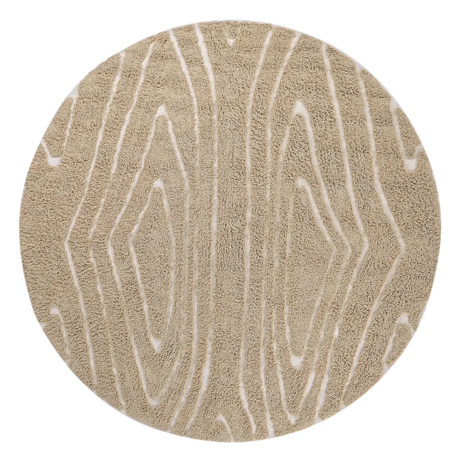Kulatý koberec - Kindon Natural Cotton Shaggy (béžová/bílá)