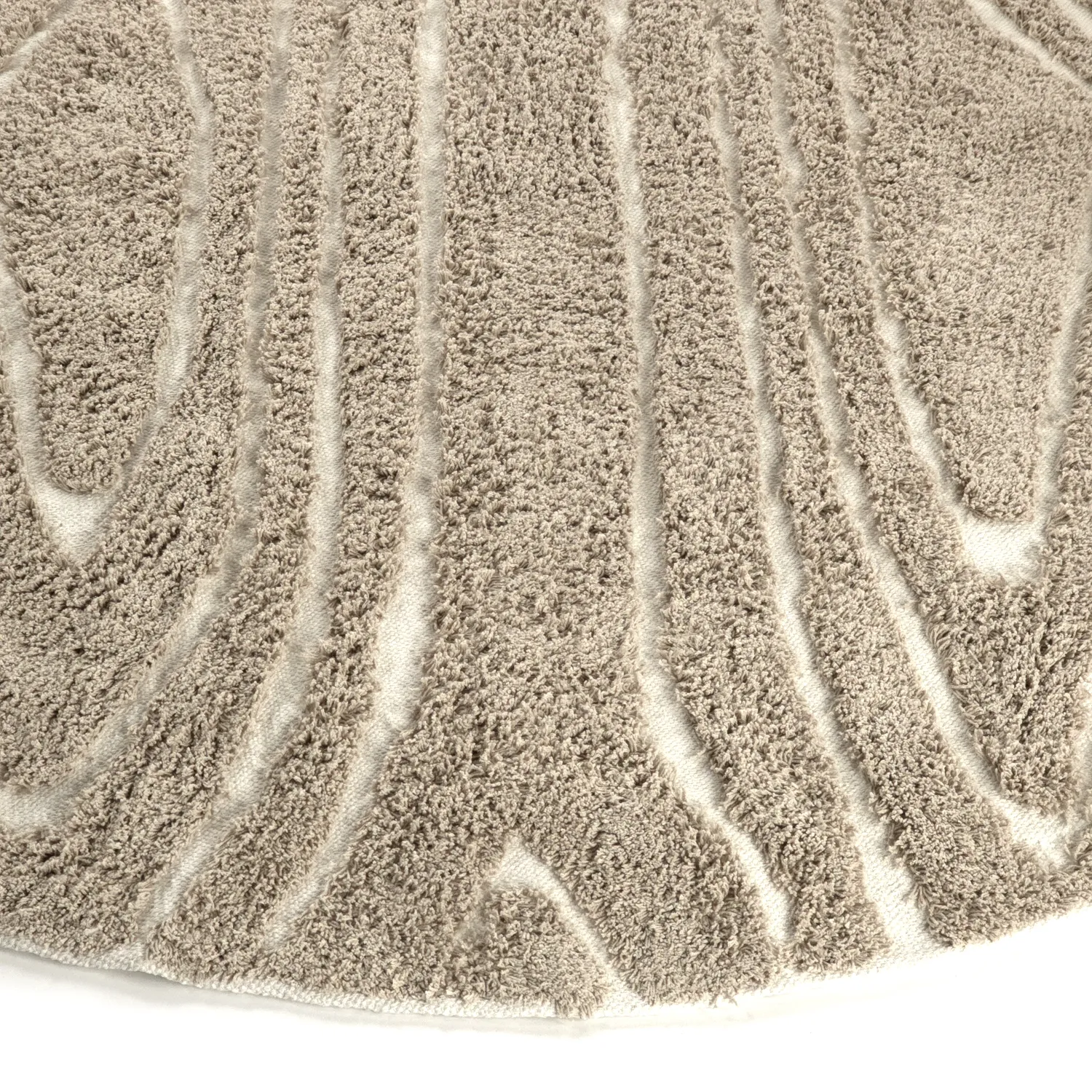 Kulatý koberec - Kindon Natural Cotton Shaggy (béžová/bílá)