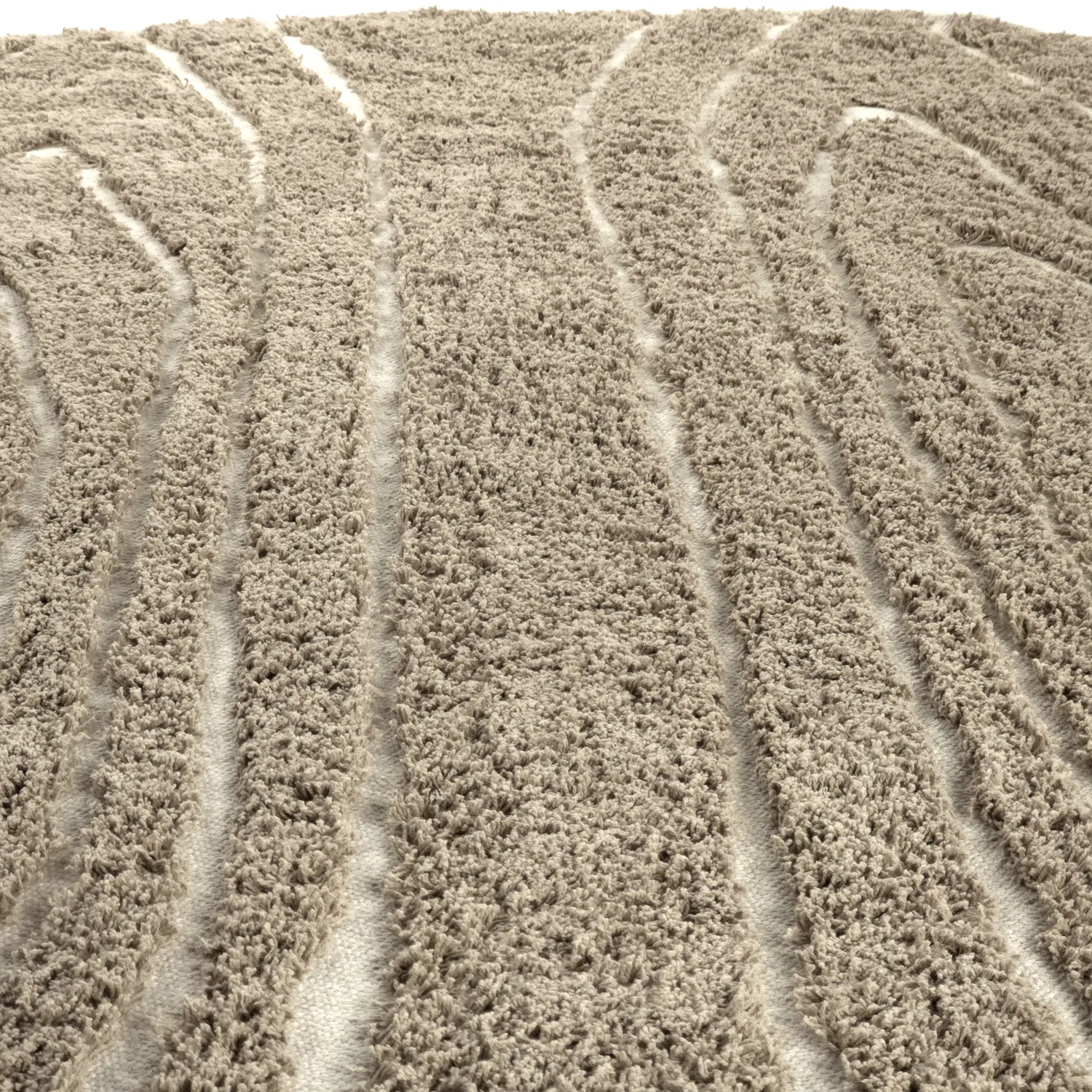 Kulatý koberec - Kindon Natural Cotton Shaggy (béžová/bílá)
