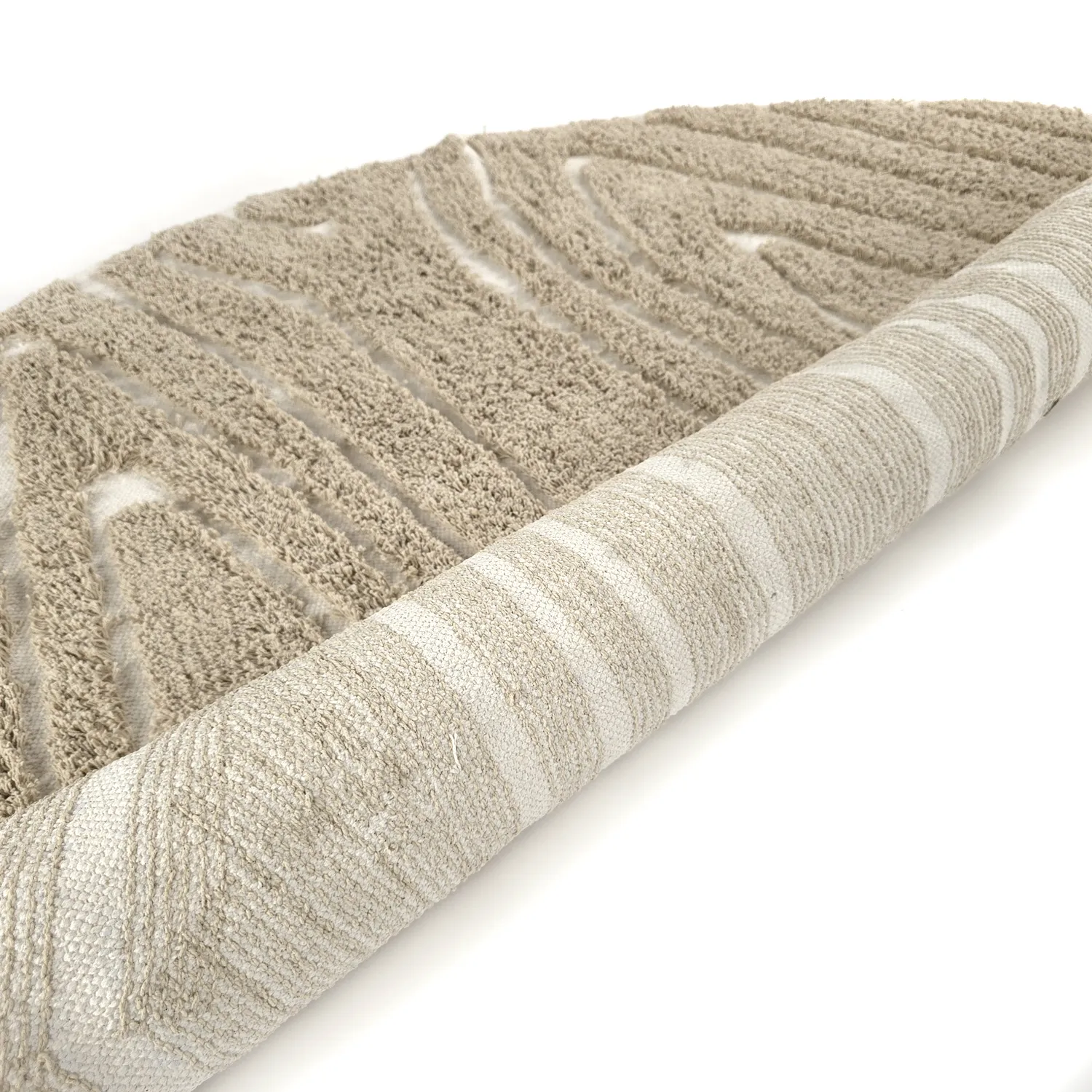 Kulatý koberec - Kindon Natural Cotton Shaggy (béžová/bílá)