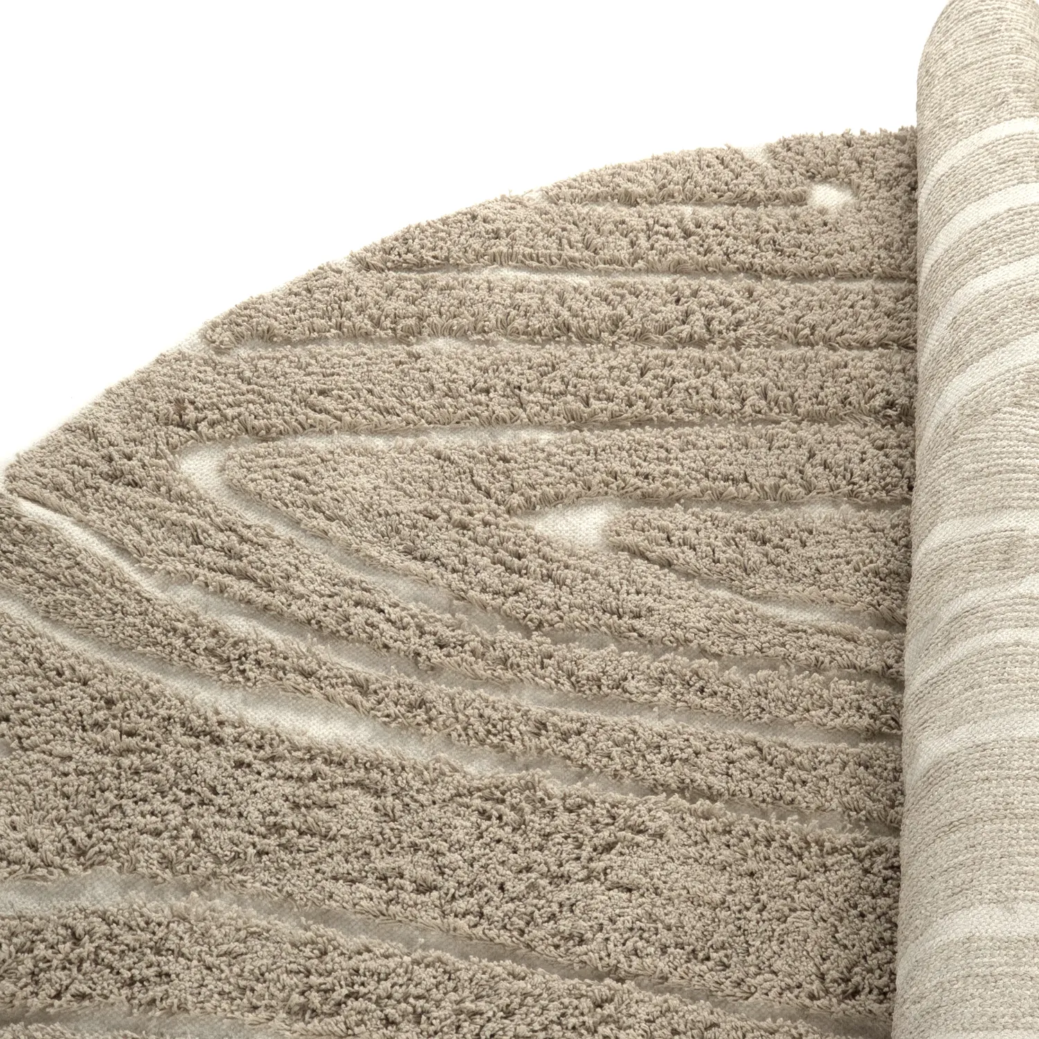 Kulatý koberec - Kindon Natural Cotton Shaggy (béžová/bílá)