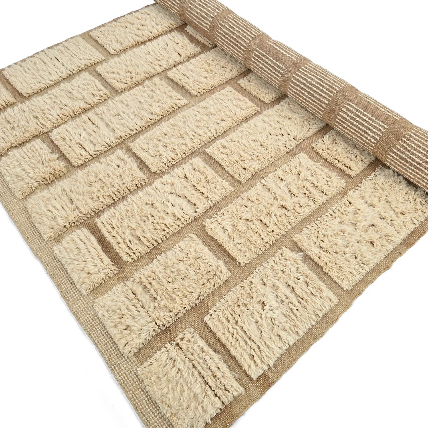 Shaggy koberce - Leknes Hand Woven Wool Shaggy (krém)