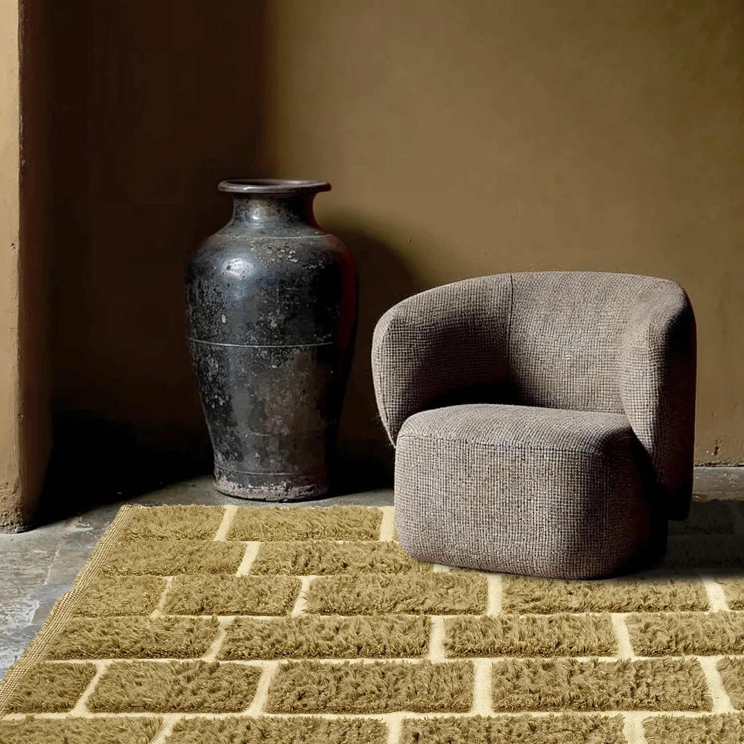 Shaggy koberce - Leknes Hand Woven Wool Shaggy (zelený)