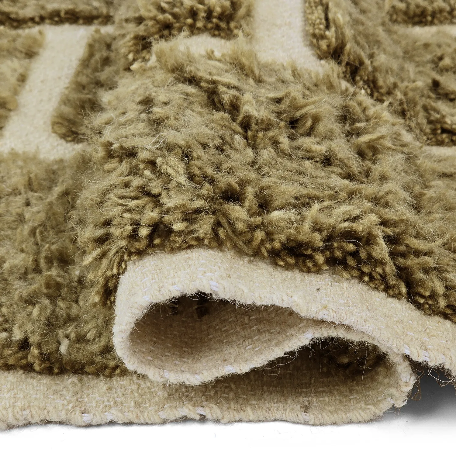 Shaggy koberce - Leknes Hand Woven Wool Shaggy (zelený)