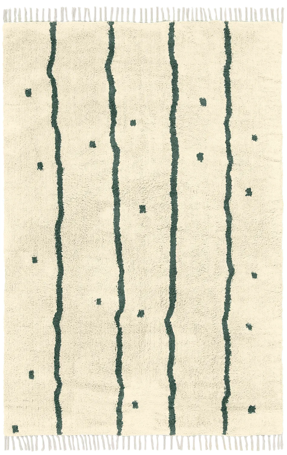 Shaggy koberce - Leora Natural Cotton Shaggy (béžová/zelená)