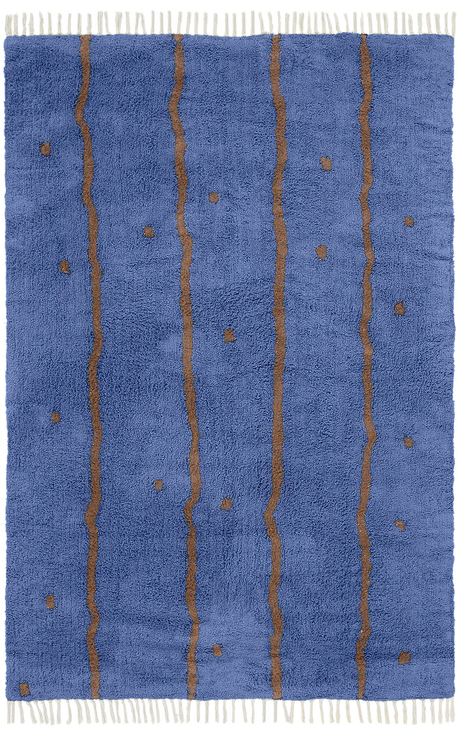 Shaggy koberce - Leora Natural Cotton Shaggy (modrá/hnědá)